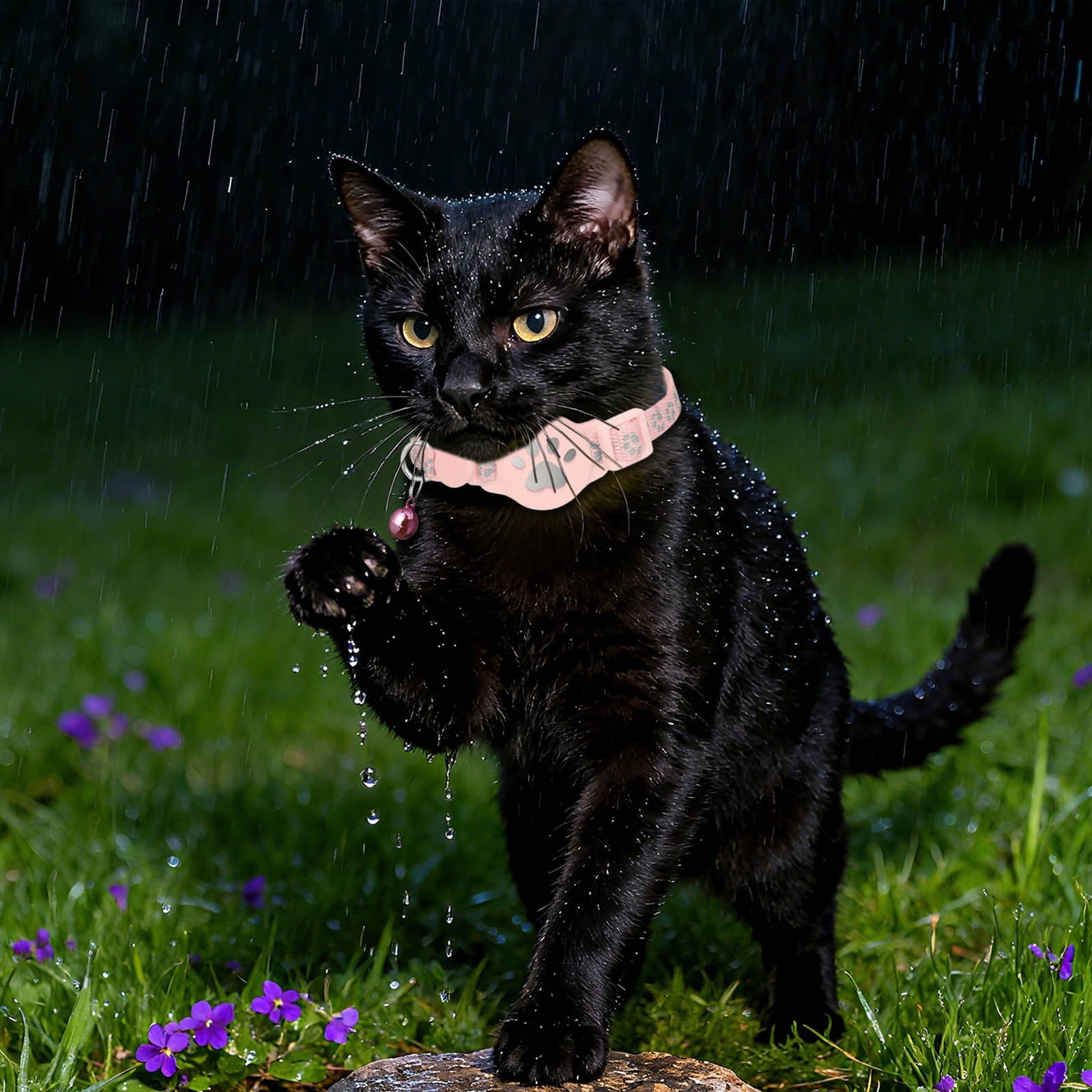 Cat Tracker GPS Collar for Cats Electronic Pet Locator Waterproof Compatible with No Monthly Fee Advanced Tracking Solution Smart Collar for Pet Safety Ideal for Small to Large Cats （Pink）