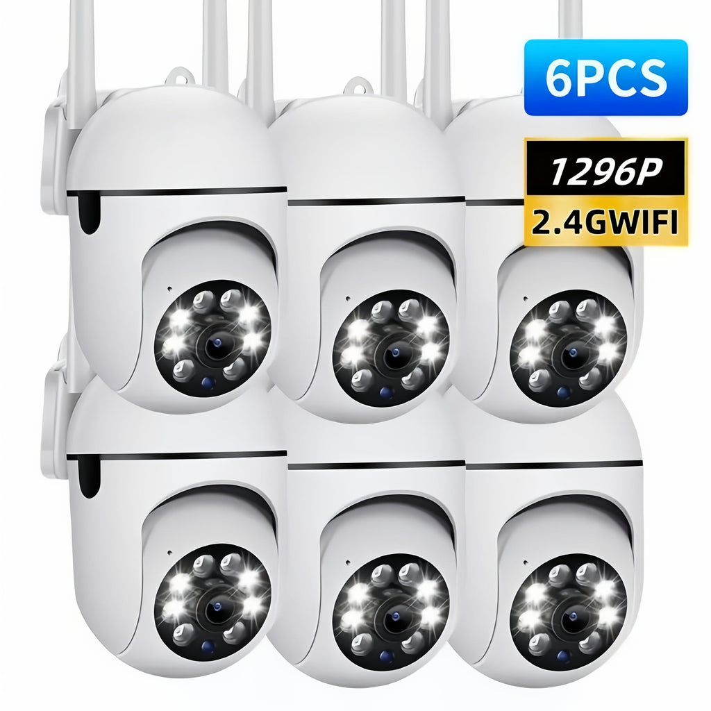 4/6/8pcs 3MP Wireless Security Camera, 1296P HD Indoor WiFi Surveillance, 360° PTZ with Auto Tracking, Sound & Light Alarm, for Home/Baby/Pet/Store Monitoring