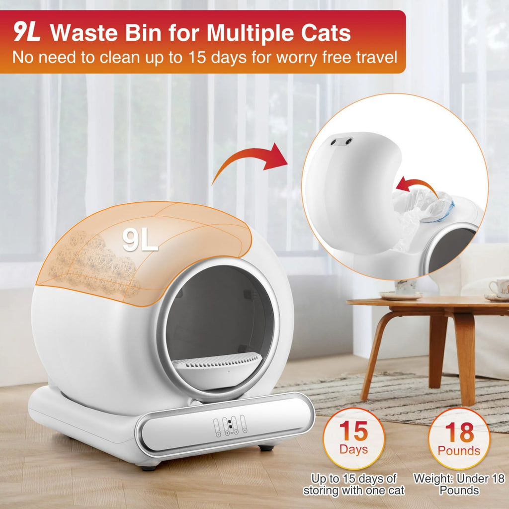 FaayFian Automatic Cat Litter Box Self Cleaning– Large Capacity Odor-Free Self-Cleaning Litter Box with APP Control, Quiet Operation, Advanced Safety Features, and Low-Entry Design for Multiple Cats