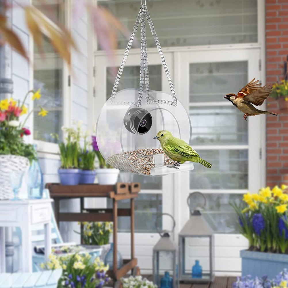 Acrylic Bird Feeder Bird Cage Cleaner Bird Aviary Outdoor Bird Tray WiFi Bird Feeder Bird Feeding Station Wild Bird Feeder Bird Food Bird Feeders for Outside Bird House Transparent