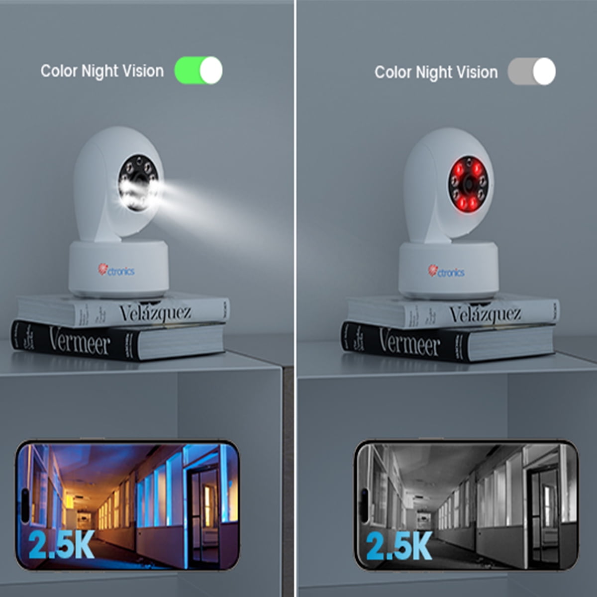 Ctronics 2.5K 4MP Baby Security Camera, 2.4Ghz WiFi Cameras for Kids and Pets Security with Color Night Vision 20M, PTZ 360°, AI Human/Motion Detection,Two-Way Audio