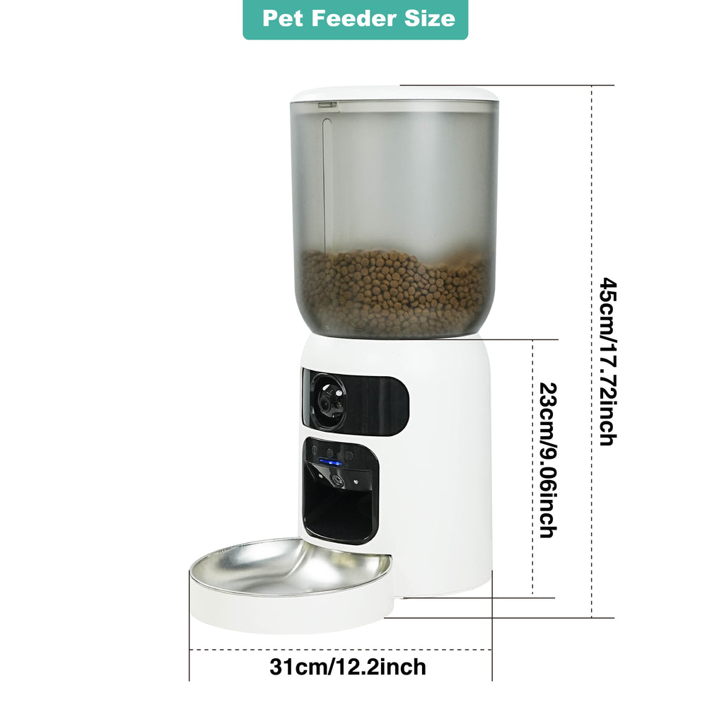 Automatic Cat Feeder with Dual HD Camera, 5G&2.4G WiFi Pet Feeders with App control laser interactive Toy Treat and Ai sensor.