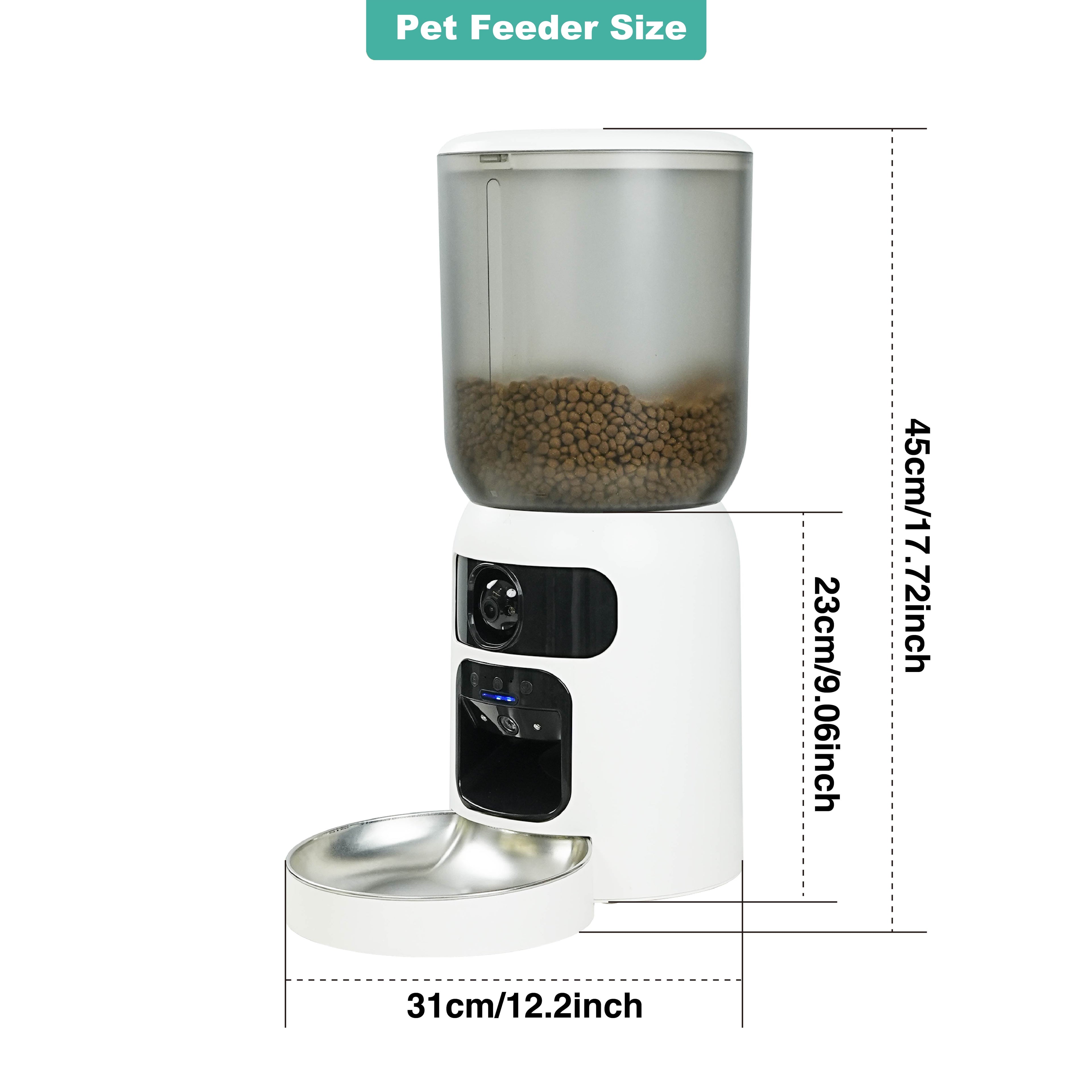 Automatic Cat Feeder with Dual HD Camera, 5G&2.4G WiFi Pet Feeders with App control laser interactive Toy Treat and Ai sensor.