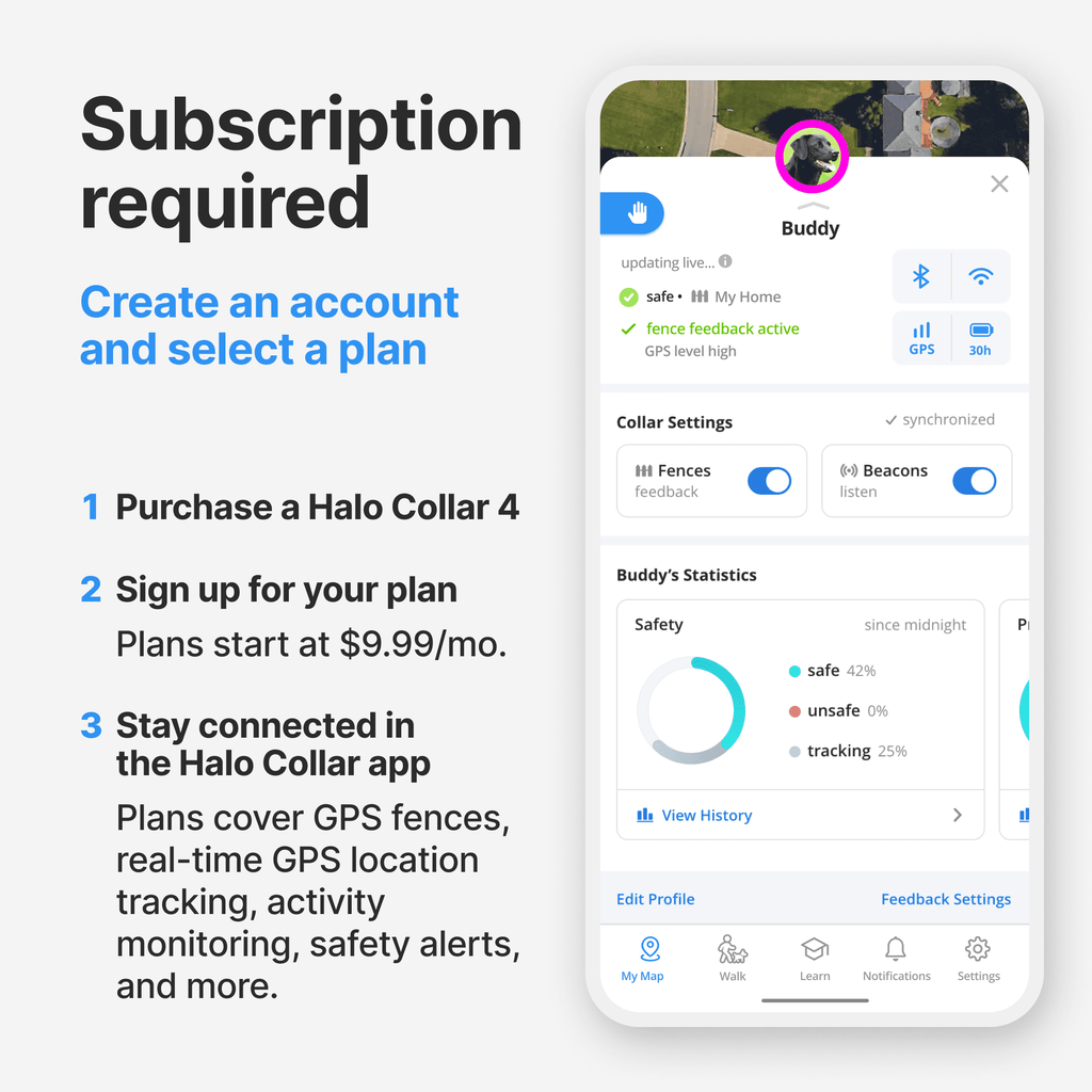 Halo Collar 4, All New GPS Wireless Dog Fence with Real-Time Tracking (Midnight)
