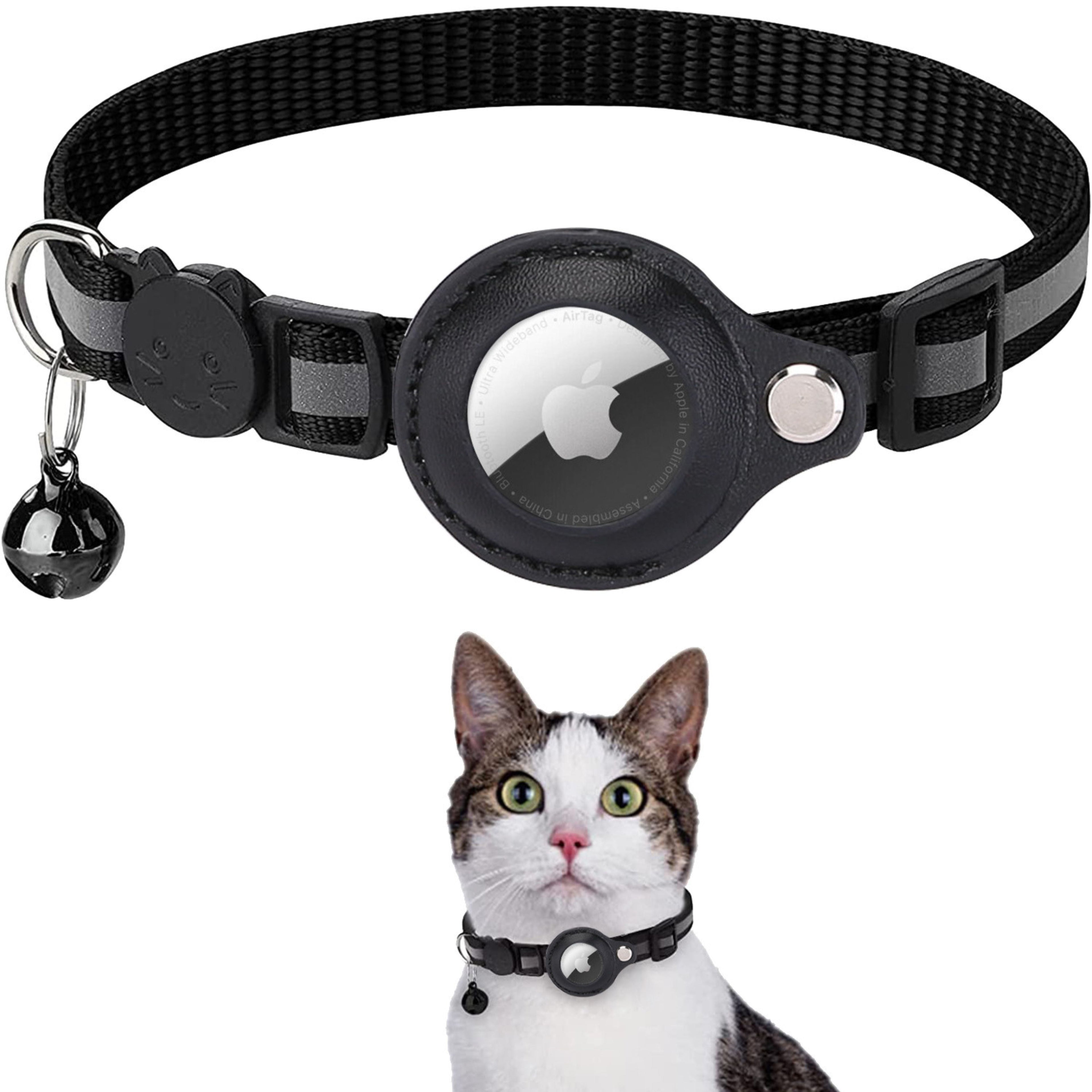 Airtag Cat Collar Breakaway, Reflective Kitten Collar with Apple Air Tag Holder and Bell for Girl Boy Cats, 0.4 Inches in Width and Lightweight