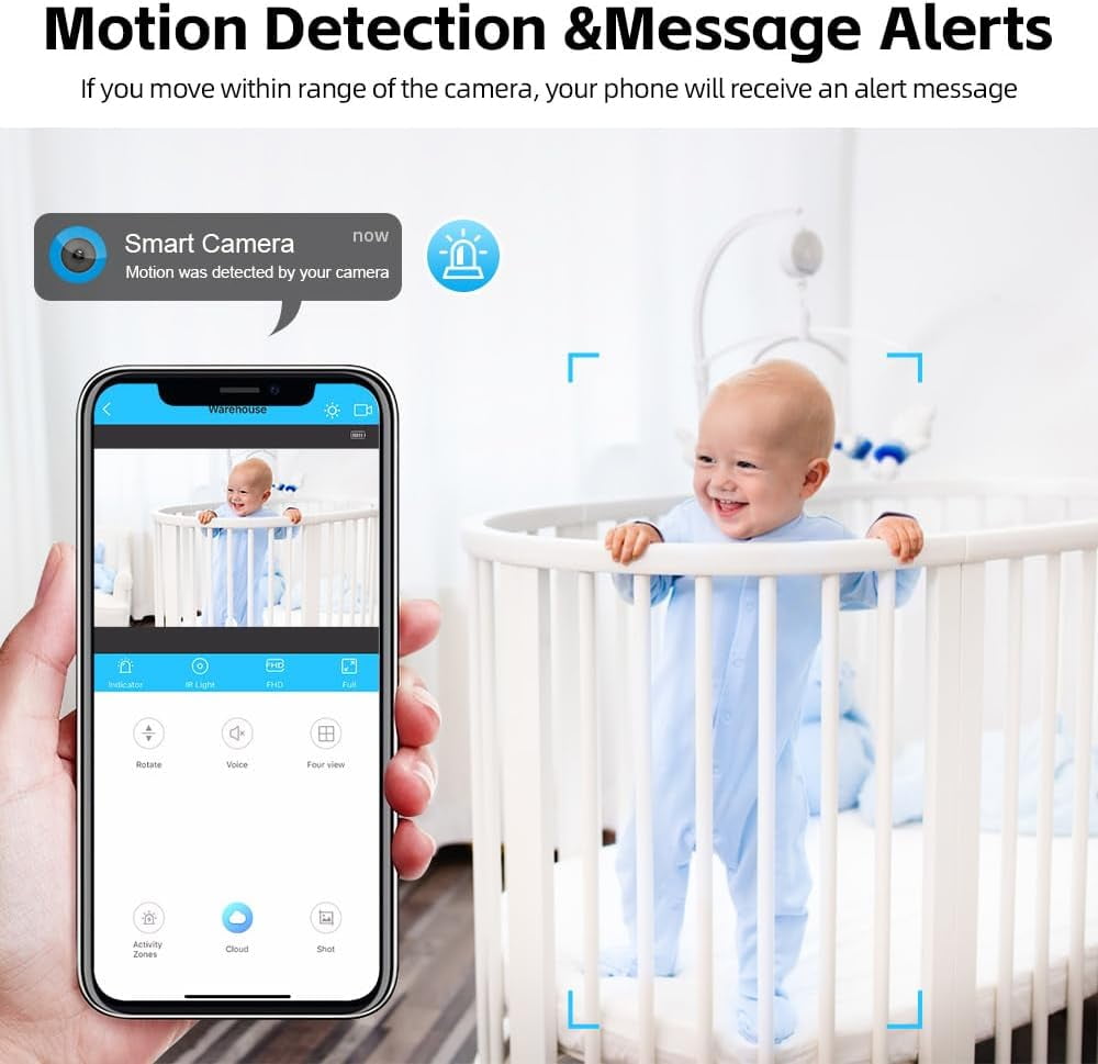 Wiher HD Wireless Indoor Camera, 1080P HD WiFi Camera, App-Controlled, for Home and Office Security, Video Camera for Baby and Pets