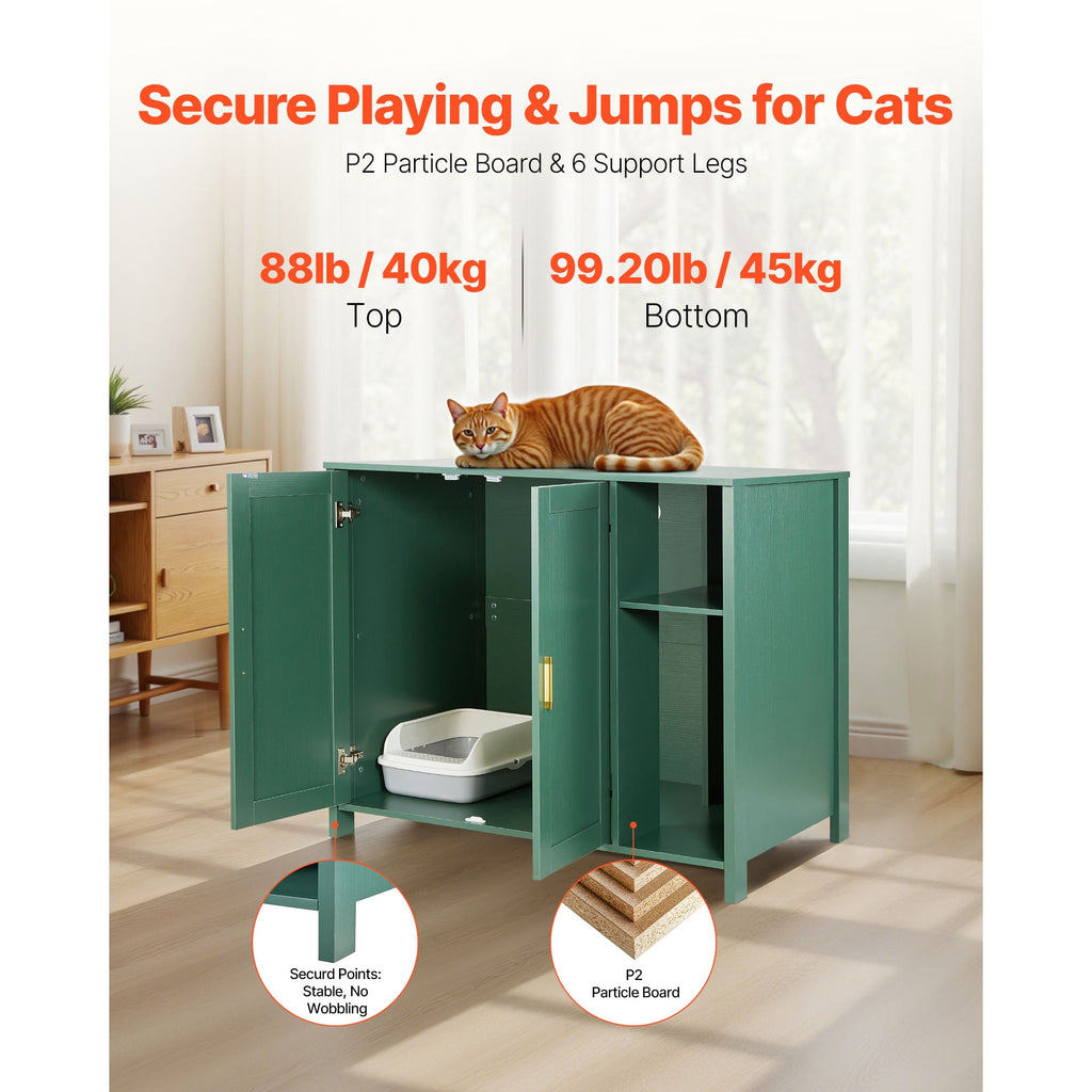 KFFKFF Automatic Cat Litter Box Cabinet, 41.3 in Self-Cleaning Enclosure with Drawer & Removable Divider, Includes Built-in Power Outlet, Compatible with Various Smart Litterboxes
