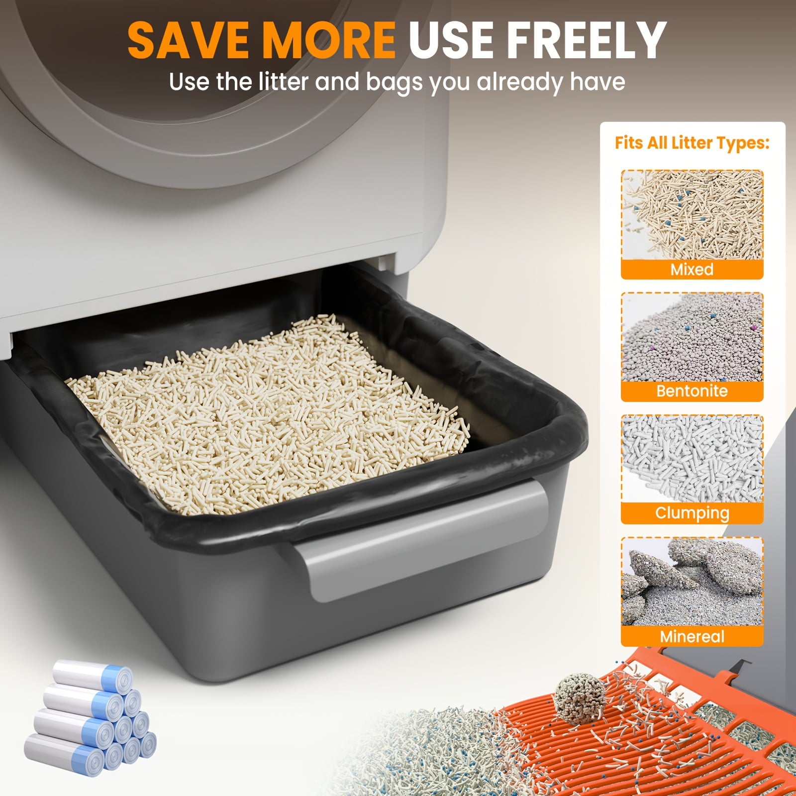 23.78gal Extra Large Self-Cleaning Automatic Cat Litter Box - Triple Safety Protection, Ultra Odor Removal & App Control, 2.64gal Waste Disposal, Step-Up & Mat, Corded (No Battery)