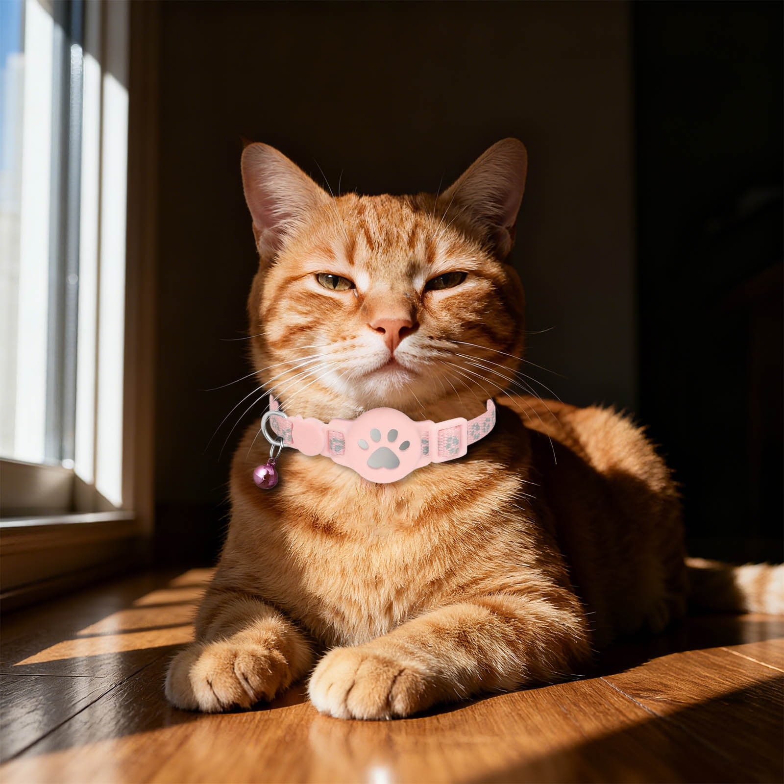 Cat Tracker GPS Collar for Cats Electronic Pet Locator Waterproof Compatible with No Monthly Fee Advanced Tracking Solution Smart Collar for Pet Safety Ideal for Small to Large Cats （Pink）