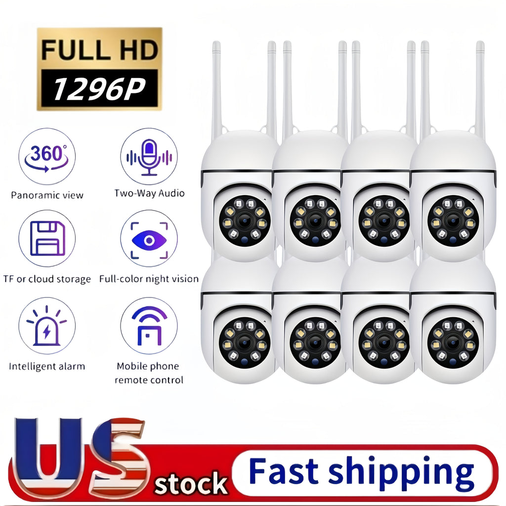 4/6/8pcs 3MP Wireless Security Camera, 1296P HD Indoor WiFi Surveillance, 360° PTZ with Auto Tracking, Sound & Light Alarm, for Home/Baby/Pet/Store Monitoring