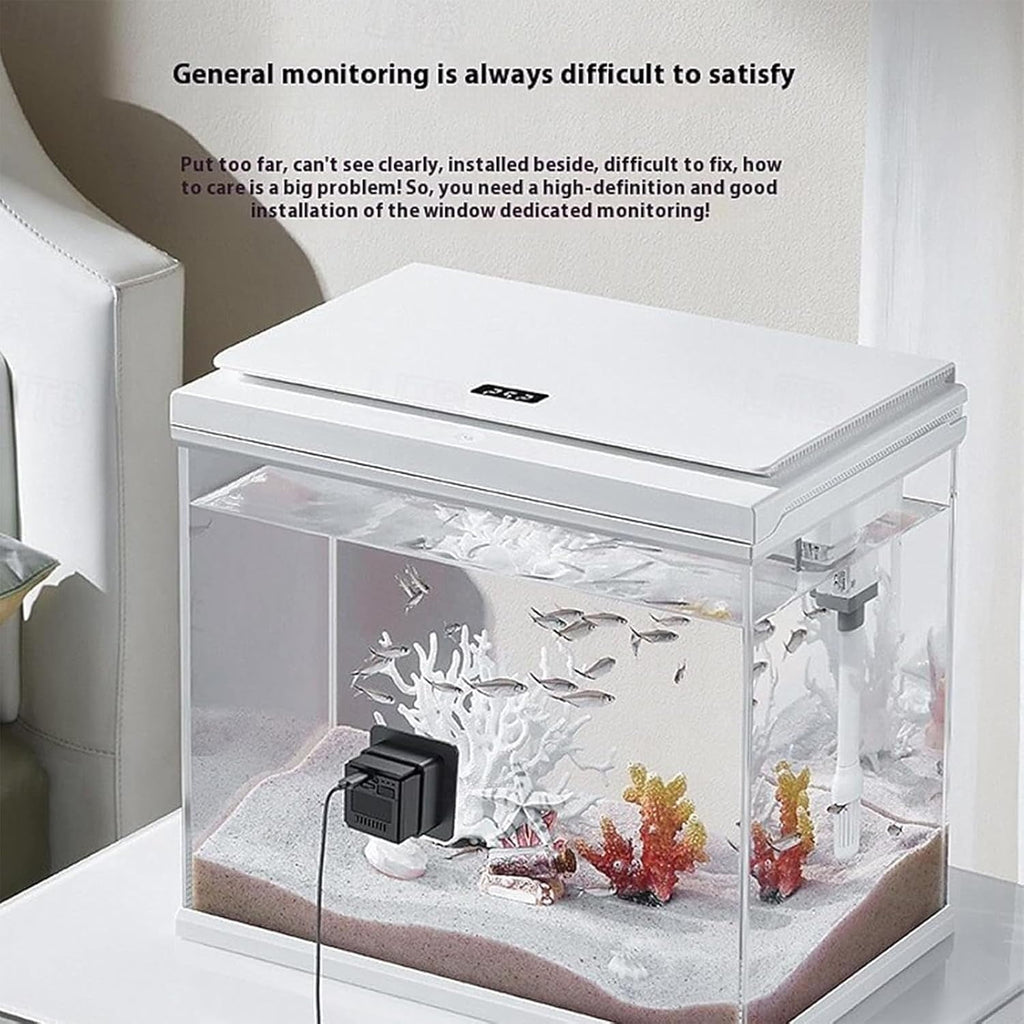 Aquarium Camera, 2K HD WiFi Pet Monitor, 140° Wide-Angle Anti-Glare Macro Lens, 24/7 Recording for Fish Reptiles Window Security Surveillance System (C#1 PCS)