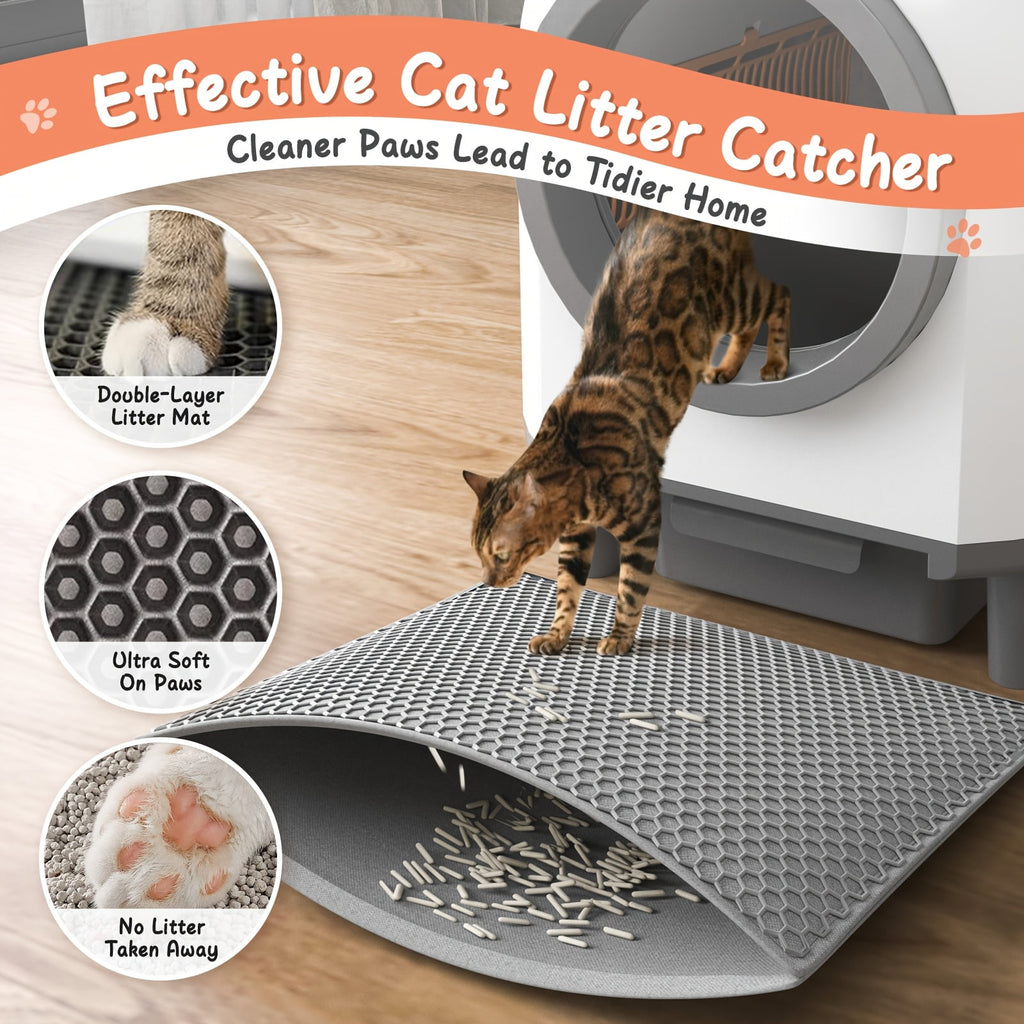 Extra-Large Automatic Self-Cleaning Cat Litter Box - Space-Saving Design with Ambient Light & Mat | App Control, Odor-Free Waste Disposal (High-Quality for Multi-Cat Households & Busy Pet Parents)