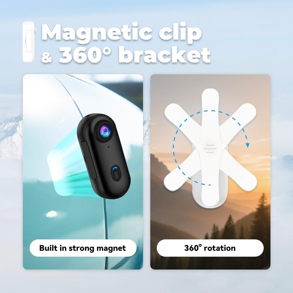 Treklon POV Camera, Treklon 4s Body Cam – 4k Wearable Body Camera with Magnetic & Clip Mount, Waterproof Action Camera for Cycling, Hiking, Diving, Pet POV, No Monthly Fees (Black 1080P, Full Kit)