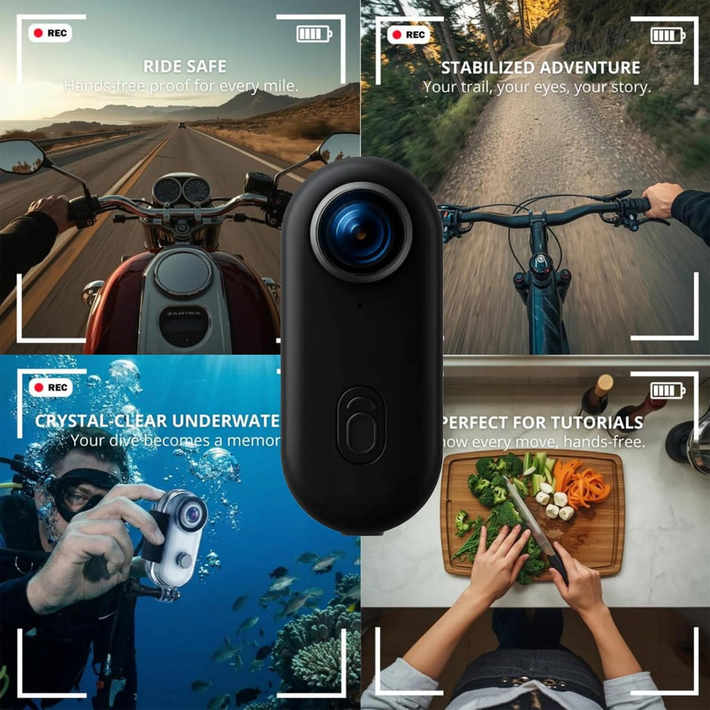 POV Record Pro 2.0, High-End 4K/1080P Pro Capture Thumb Camera, WiFi Magnetic Sports Cycling Camera,Portable Pet Cameras,64/128G Ultra Wide Hands-Free Clip Cameras,Ski Cam (White[64GB, 1080P])
