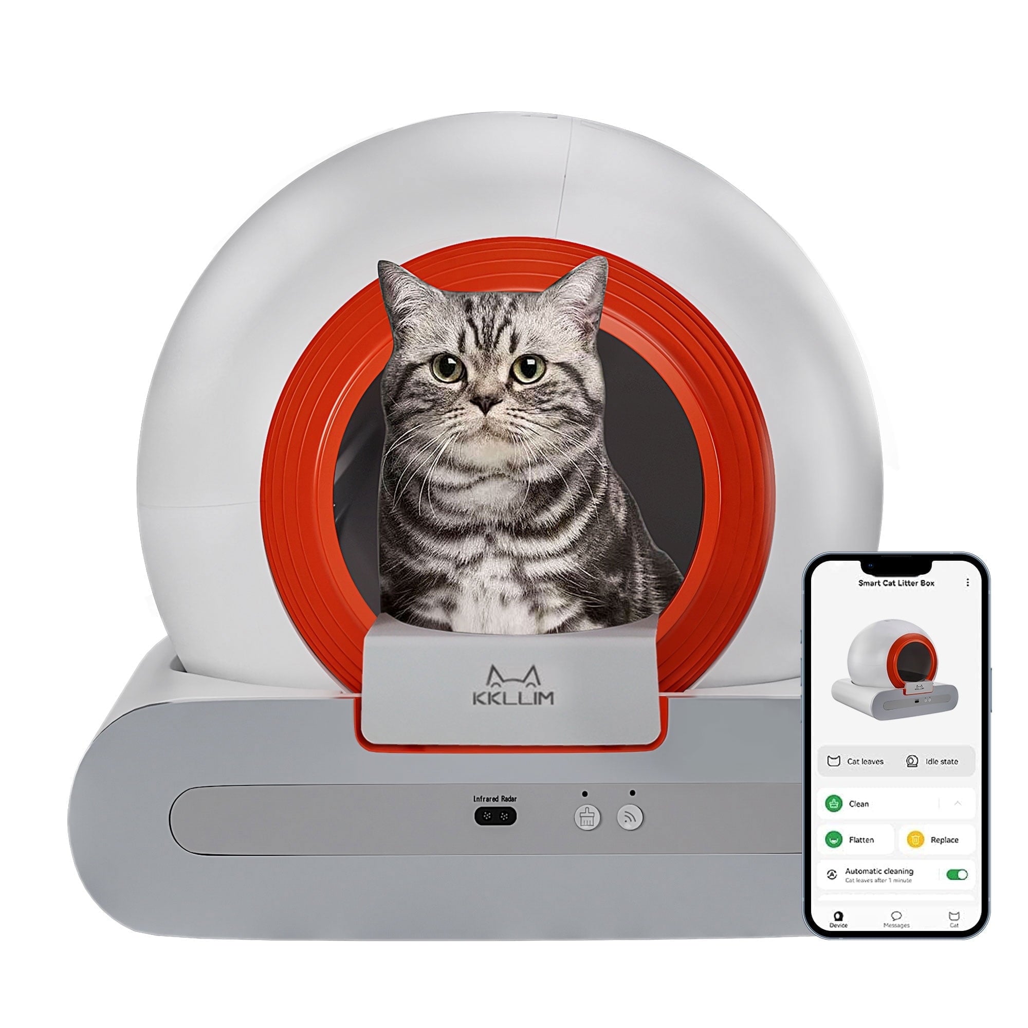 Self-Cleaning Cat Litter Box,Automatic Cat Litter Box for Multiple Cats,APP Odor Control , 65L Large Capacity,Safety protection Smart Litter Box