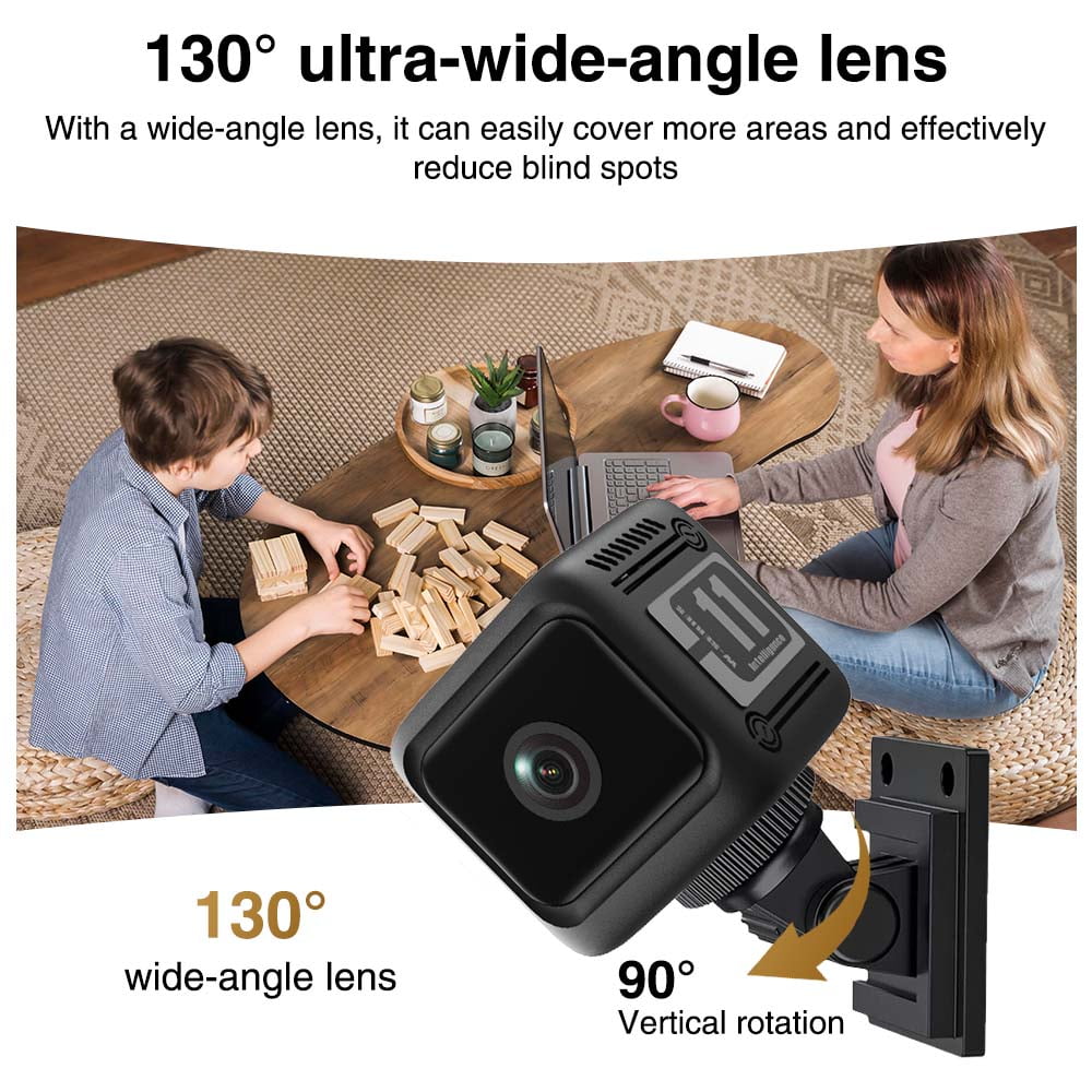 Wiher Small Security Camera Wireless, 1080P Mini Indoor/Outdoor Camera with 8Hrs Battery, Night Vision, Motion Detection Alert, Cloud & TF Storage, 4 Users View Same Time, for Home/Baby/Pet(Black)