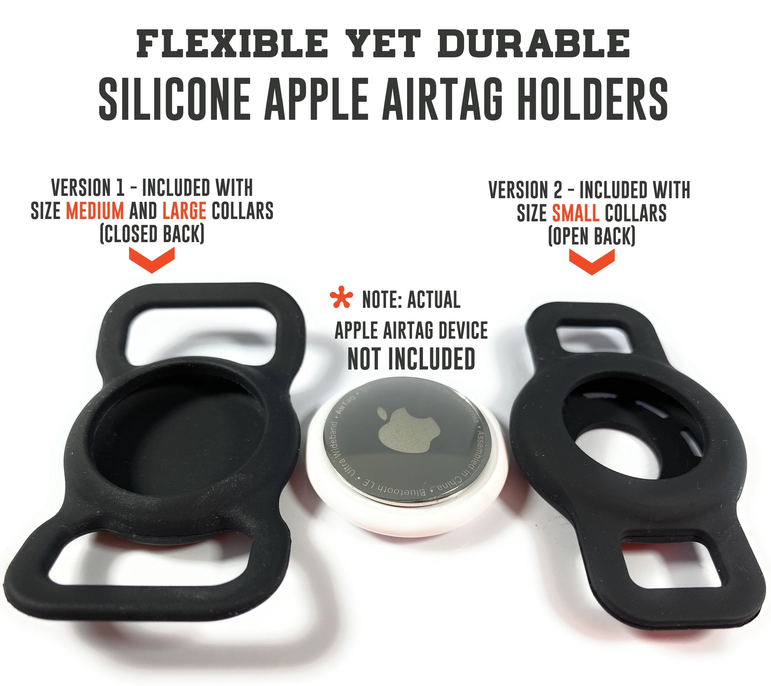 Enthusiast Gear AirTag Dog Collar – Weatherproof – Waterproof Anti-Odor Adjustable PVC Pet Collar with Protective Silicone Apple Air Tag Holder