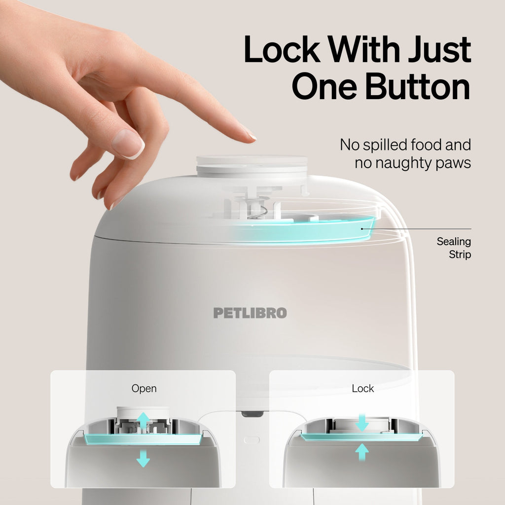 Petlibro 2L Air Automatic Cat Feeder, Battery-Operated Food Dispenser with 180-Day Battery Life, AIR Timed Feeder for Cats & Dogs, White