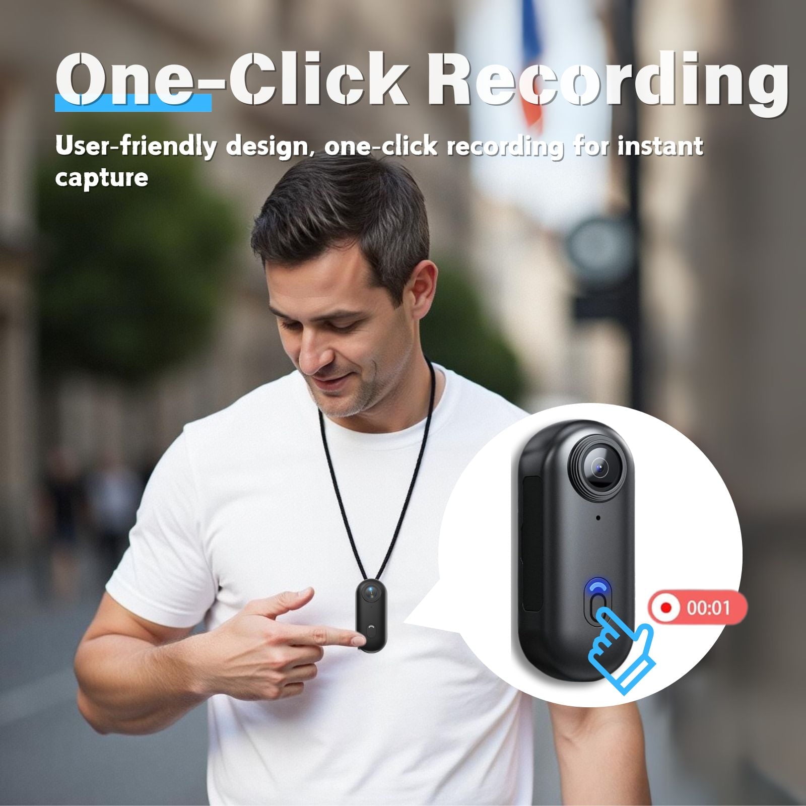 4K Body Camera, Thumb Size Cam,Wearable Camera with 360°Rotatable Clip & Magnetic Clip,120 Minutes for Recording,Take for Lecture, Traveling,Pet Walking and Outdoors Activities (4K-64G)
