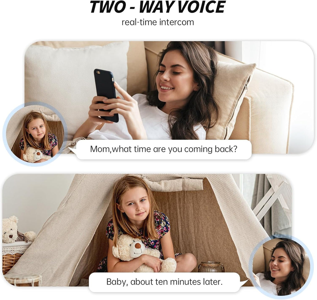 Jqimn RoBot Camera, 2.4G&5G WIFI Indoor Security Camera, 2K Baby/Pet Monitor with Phone App, Motion Detection, Two-Way Audio, Night Vision