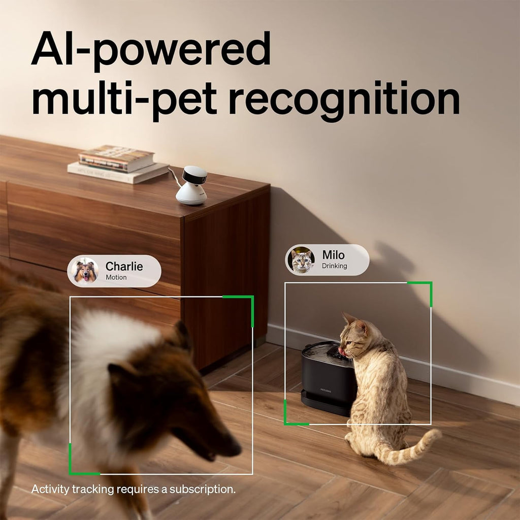 Petlibro AI-Powered Pet Camera Indoor with Phone App for Multi-Pet Recognition, Activity Tracking&Smart Summaries Dog Camera, 360°View Cat Camera with Auto Pet Highlights Reels, 2-Way Talk WiFi Cam