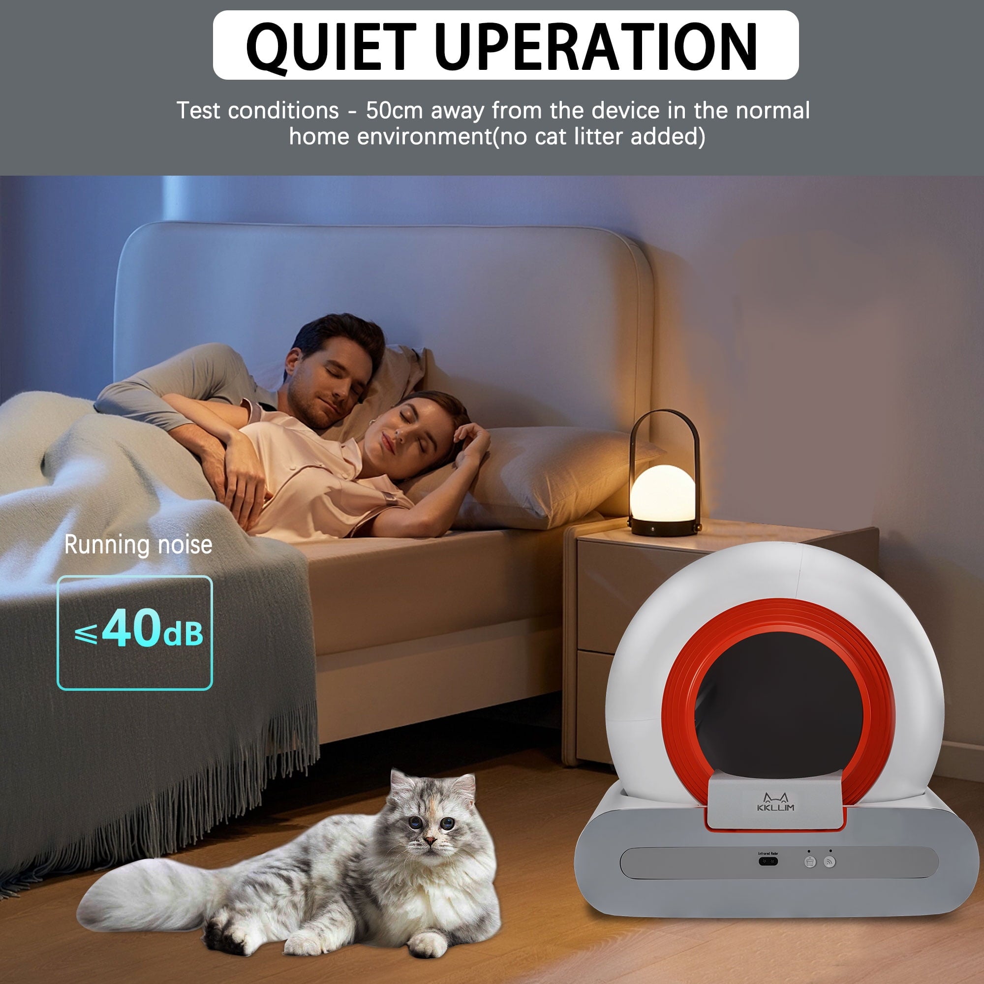 Self-Cleaning Cat Litter Box,Automatic Cat Litter Box for Multiple Cats,APP Odor Control , 65L Large Capacity,Safety protection Smart Litter Box