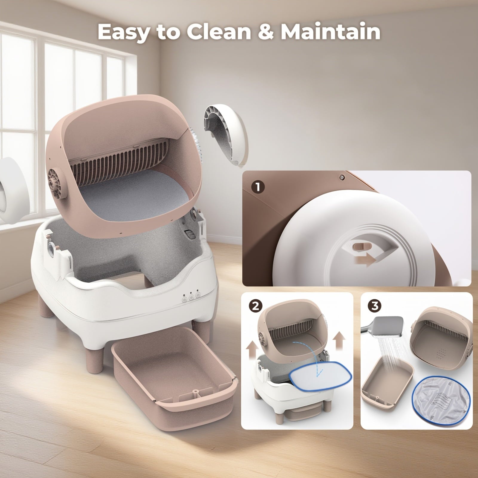 Self-Cleaning Cat Litter Box - Extra Large for Multiple Cats - App-Controlled with Odor-Free Waste Disposal