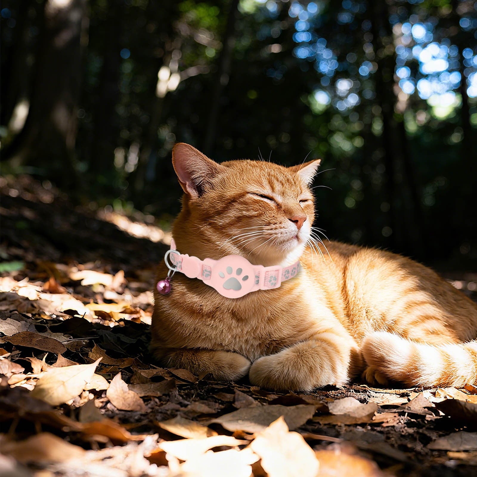 Cat Tracker GPS Collar for Cats Electronic Pet Locator Waterproof Compatible with No Monthly Fee Advanced Tracking Solution Smart Collar for Pet Safety Ideal for Small to Large Cats （Pink）