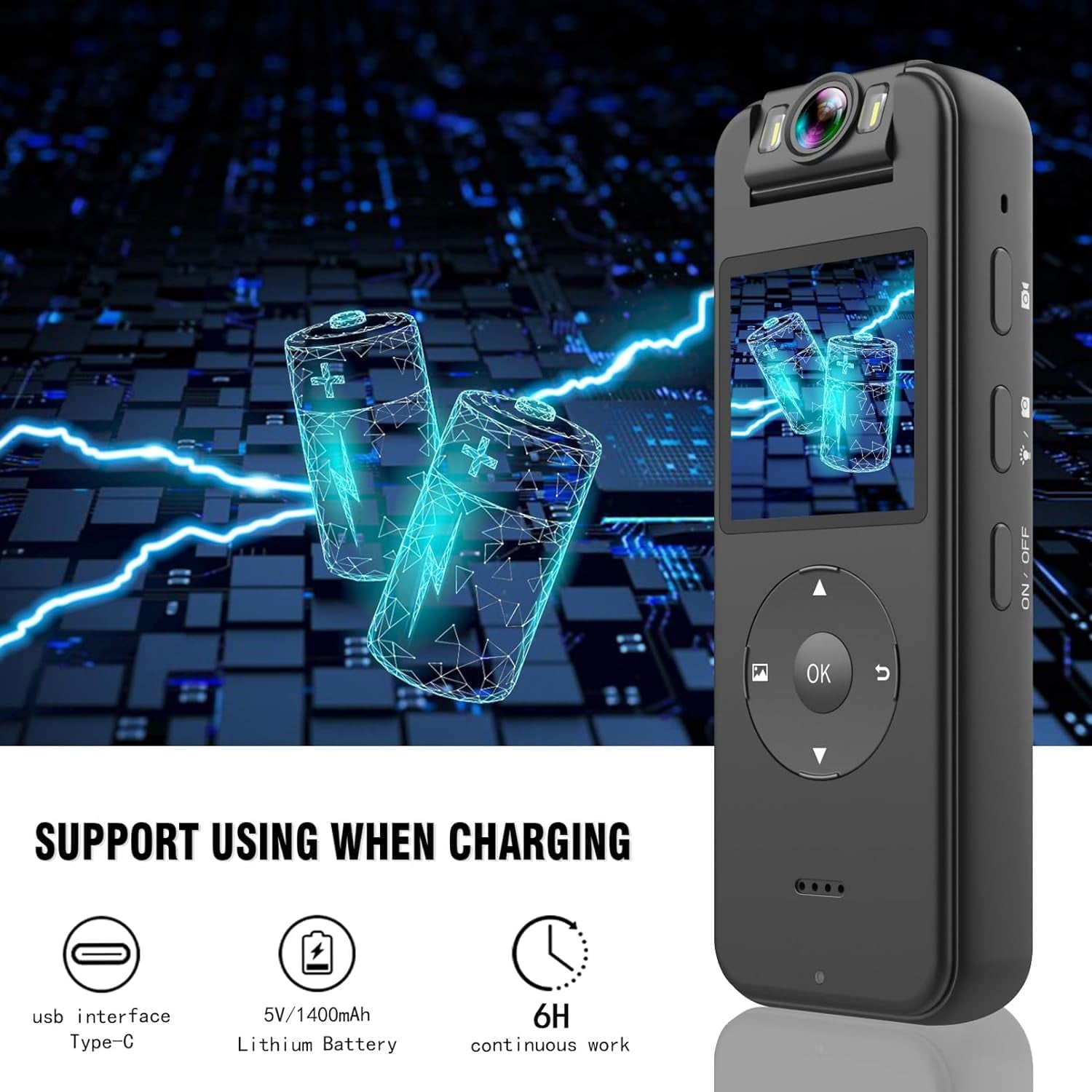 Prociv 128GB Body Camera 4K 30FPS UHD Recording,1.4 in Screen Recorder Night Vision Lighting 6HR Battery Life Wearable Camcorder for Outdoor Riding,Home,Sports,Pet Records,Security,Travel Records