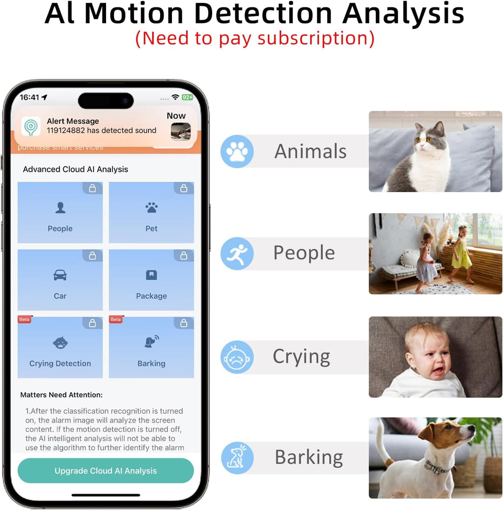 Pan/Tilt Security Camera for Baby Monitor,2K Indoor Cam 360° View, Dog/Pet Camera 5G/2.4G, Smart Motion Tracking& Sound Detection, 2-Way Audio, Night Vision