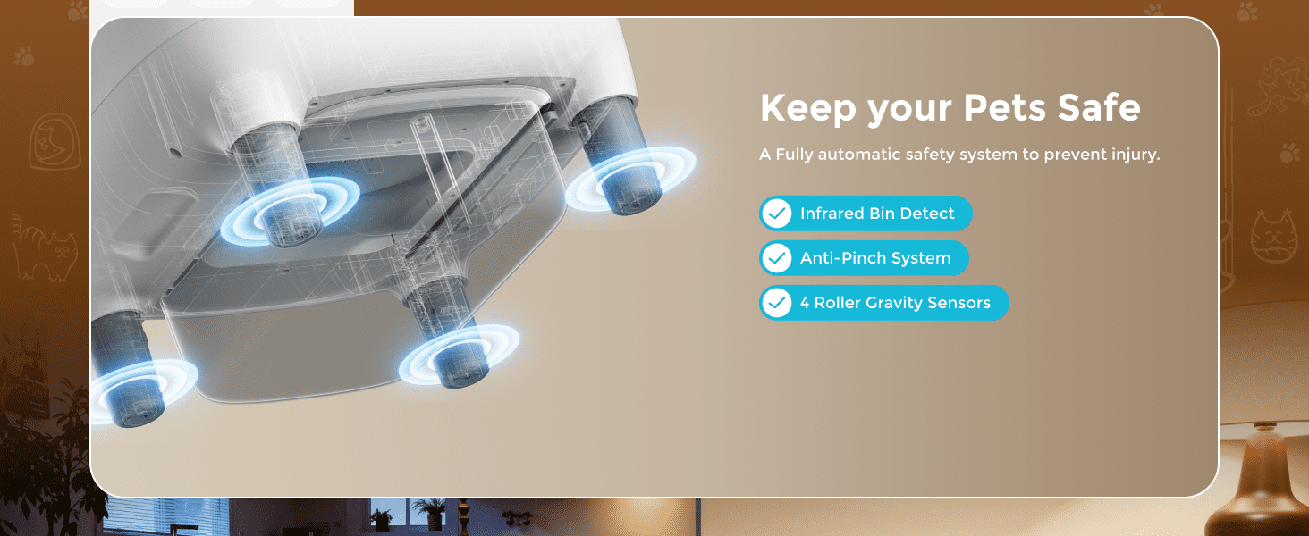 Automatic Open-Top Self-Cleaning Cat Litter Box -App Control, Safe Alert, Smart Health Monitor, Includes 2 Liners & Mat, Multi-Cat Friendly, Gray