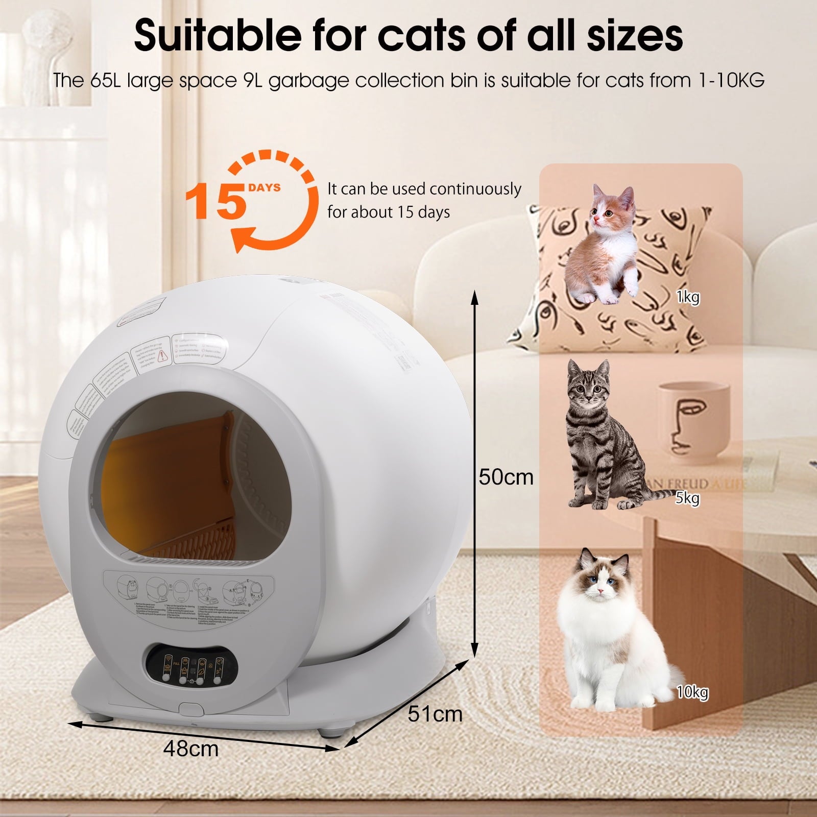 TAKOYI Self-Cleaning Cat Litter Box, Automatic Scooping and Odor Removal, App Control Support 2.4G WiFi (Keyed Model)