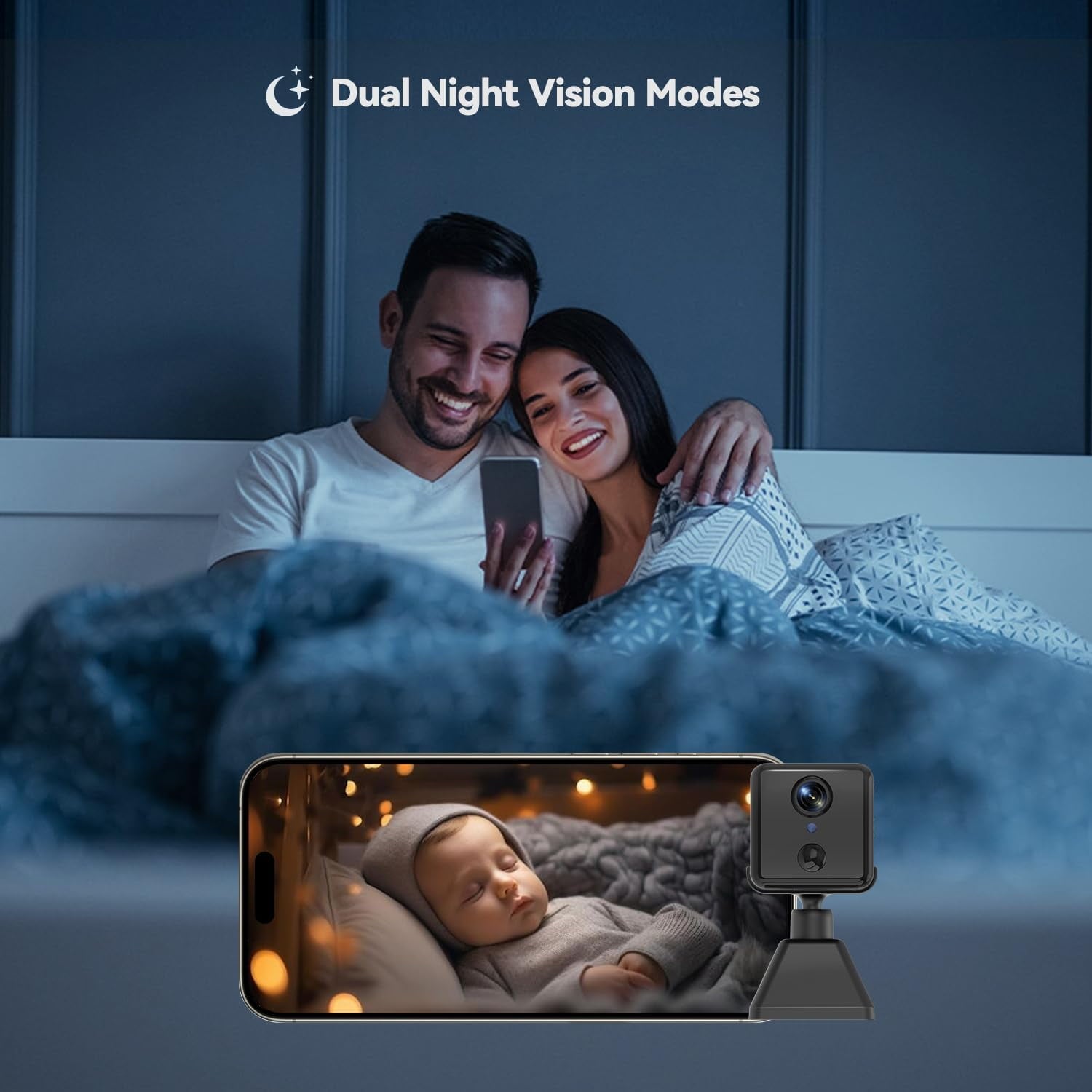 Wi-Fi Magnetic Wireless Ultra HD Mini Camera, Hidden Security Camera with Night Vision, Motion Detection, Cloud Storage, 64GB SD Card, Compact Design, Indoor for Baby, Elder, Pet, Car Monitoring