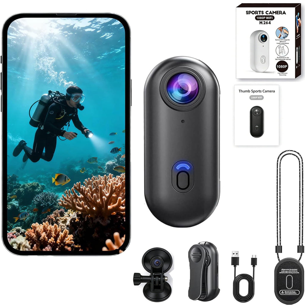 4K Mini Action Camera, Included 128GB Card, Wearable Camera with 360°Rotatable Clip & Magnetic Clip, for Lecture, Traveling, Pet Walking and Outdoors Activities