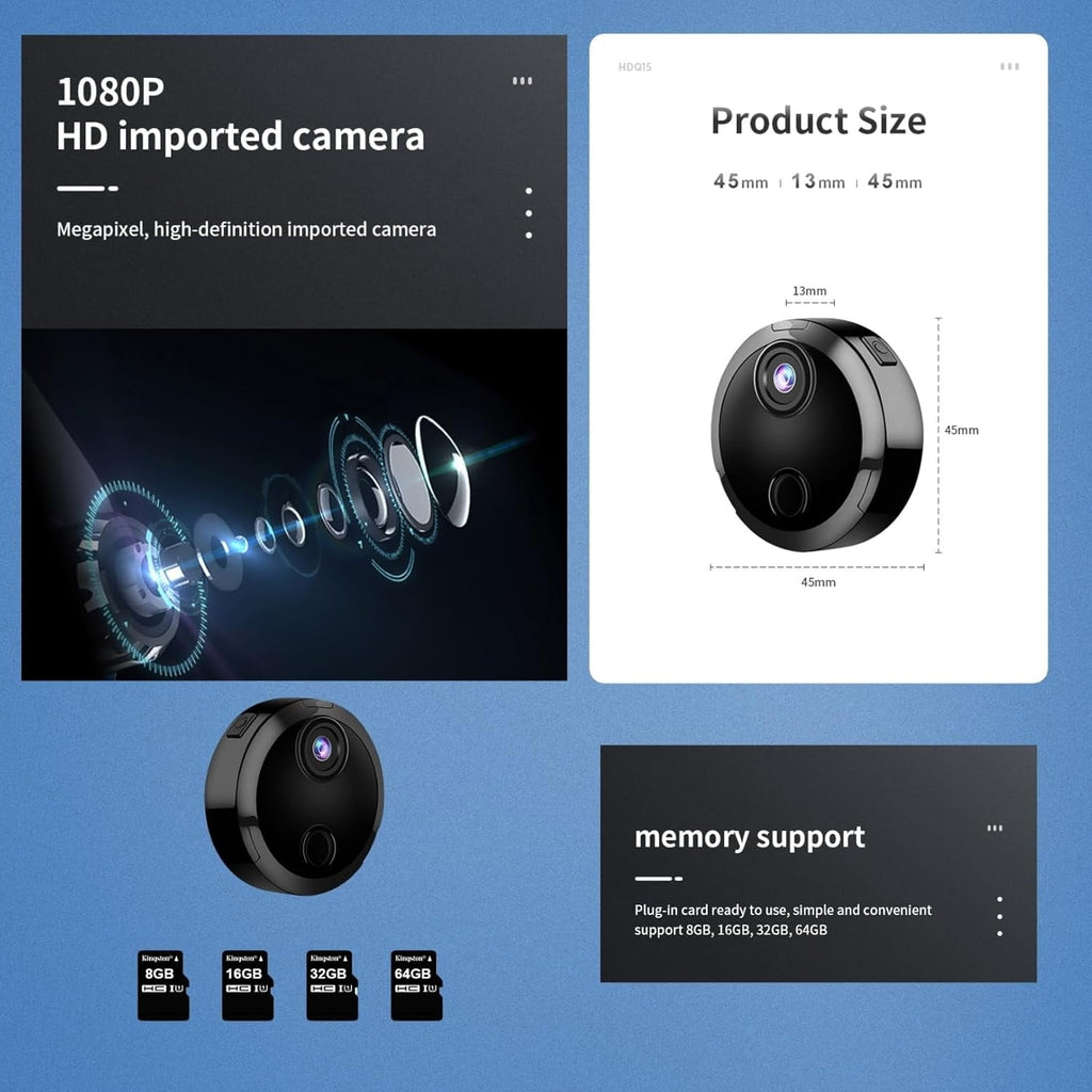 Matxabr HD 1080P Hidden Camera, Surveillance Security Camera with Motion Detection and Night Vision, Wireless WiFi Camera, Indoor Camera, Mini Camera for Pets, Sports, Baby and Nanny