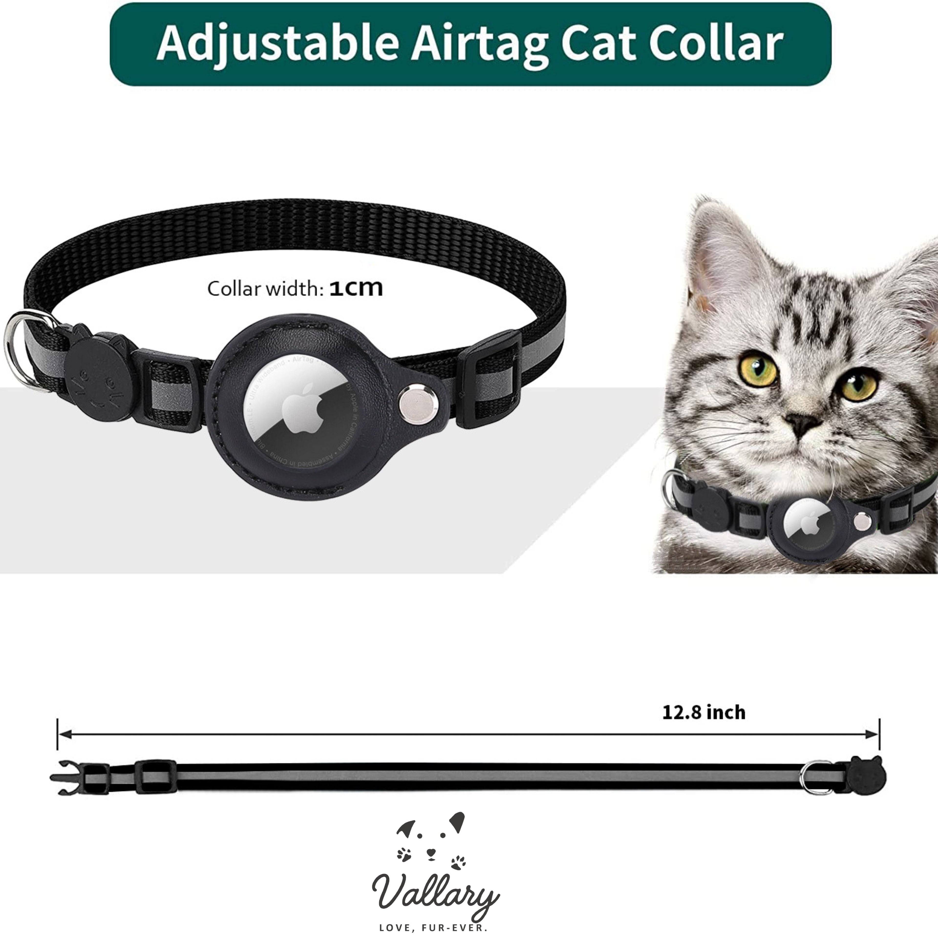 Airtag Cat Collar Breakaway, Reflective Kitten Collar with Apple Air Tag Holder and Bell for Girl Boy Cats, 0.4 Inches in Width and Lightweight