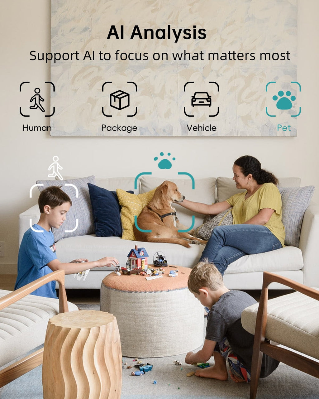 ZUMIMALL Security Camera Indoor, 5G/2.4G WiFi Baby Monitor with Camera and Audio, 2K Wired Pet Camera for Home Security, One-Click Call, Auto Tracking, Cry/PIR/AI Detection, Alexa/ONVIF/Cloud