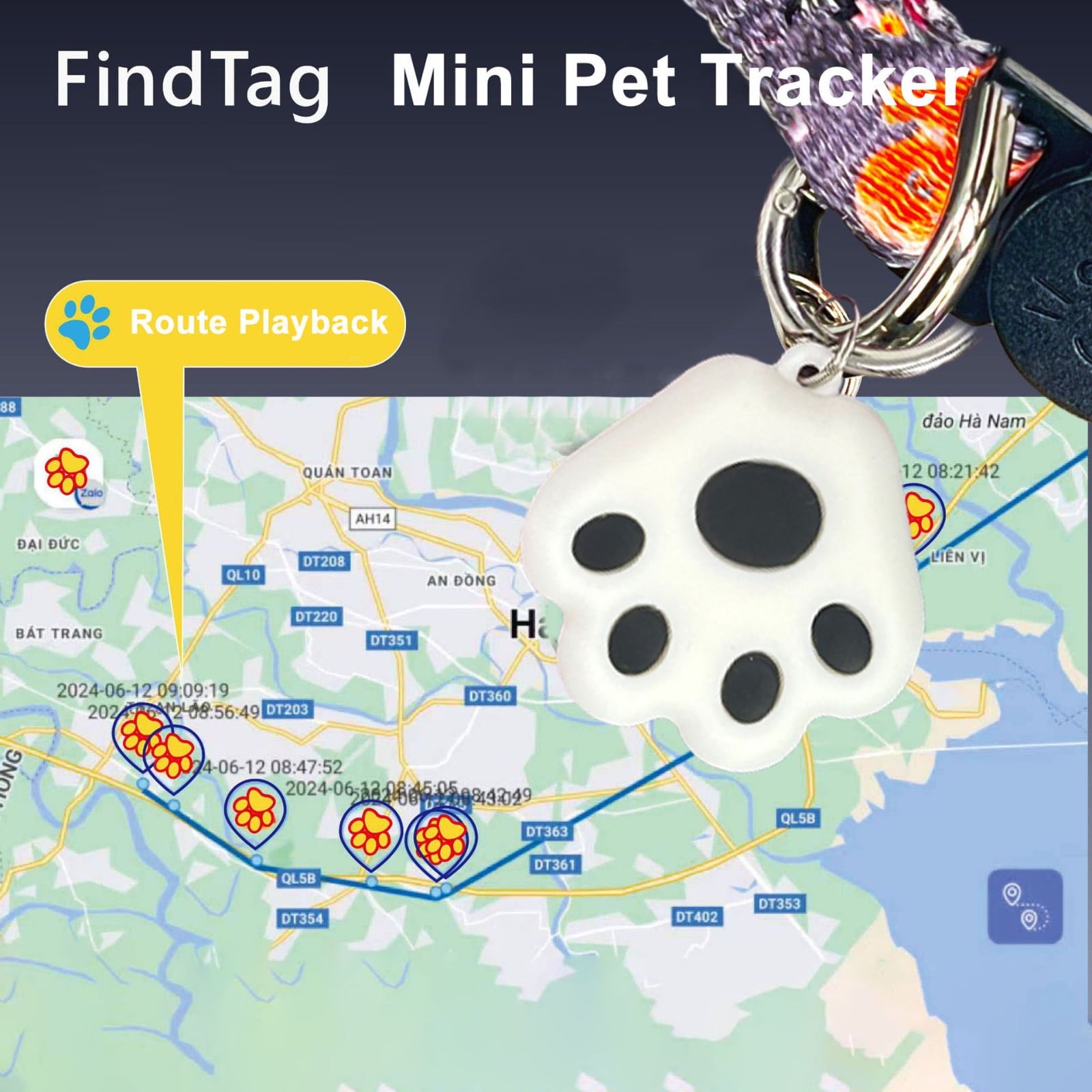 Cat Tracker Mini Tracker for Pets Android Smart Pet Tracker Location Tracking Works Worldwide with Any Collar No Other Fees - No Collar