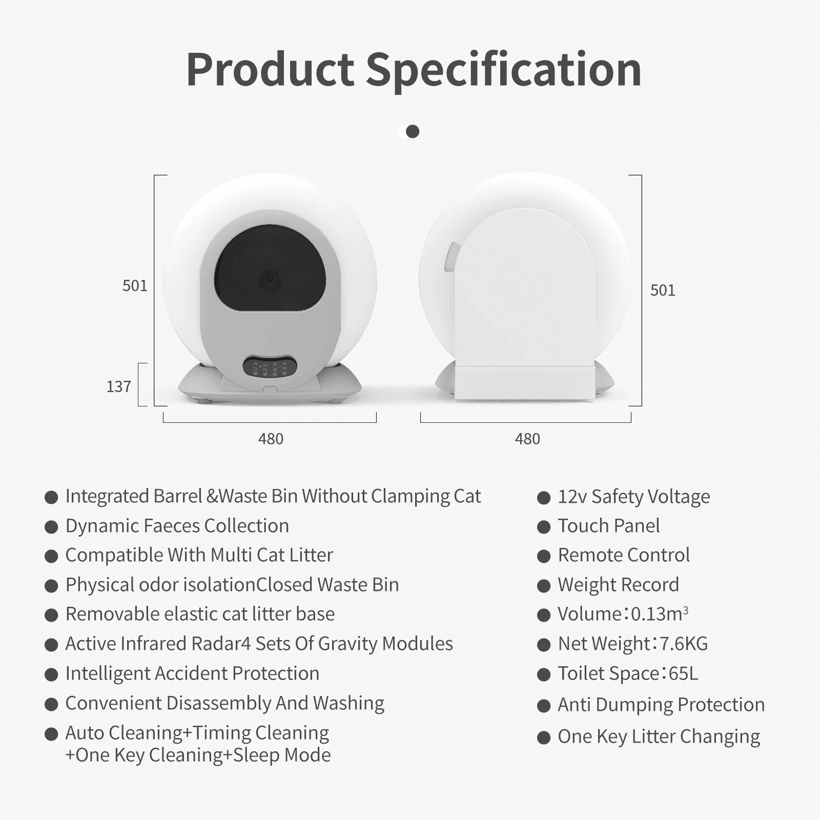 TAKOYI Self-Cleaning Cat Litter Box, Automatic Scooping and Odor Removal, App Control Support 2.4G WiFi (Keyed Model)