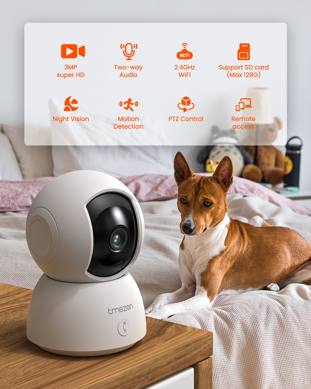 TMEZON Video Pet Dog Camera Indoor Two Way Wireless