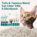6 Pack Tofu Tapioca Cat Litter - Flushable Quick Clumping Low Dust Odor Control, for Automatic Litter Boxes Sensitive Paws, Ideal for Smart Litter Trays Multi-Cat Households