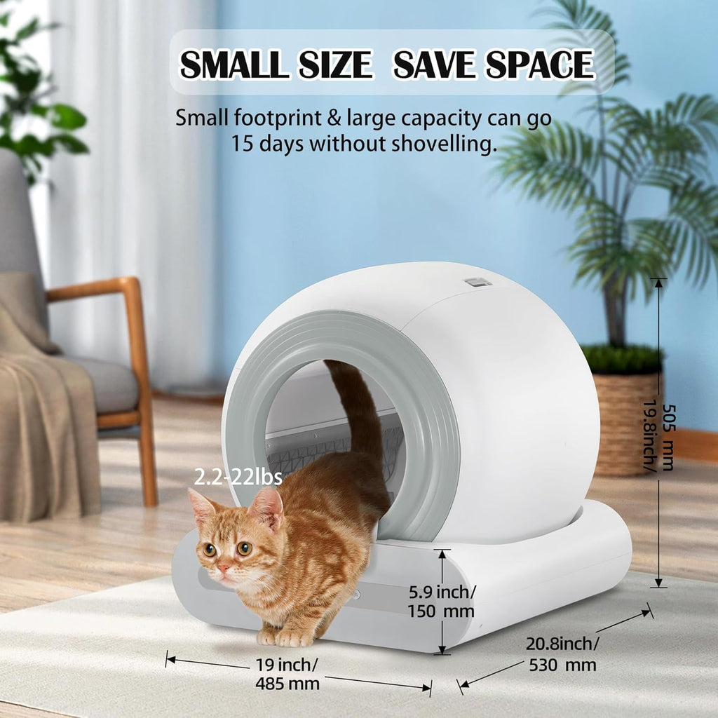 J JORBASADO Self Cleaning Litter Box 65L+9L Automatic Cat Litter Box Self Cleaning with APP Control for Multiple Cats Families Safety Protection