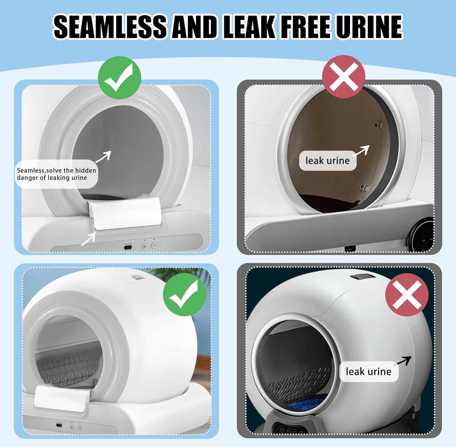 J JORBASADO Self Cleaning Litter Box 65L+9L Automatic Cat Litter Box Self Cleaning with APP Control for Multiple Cats Families Safety Protection