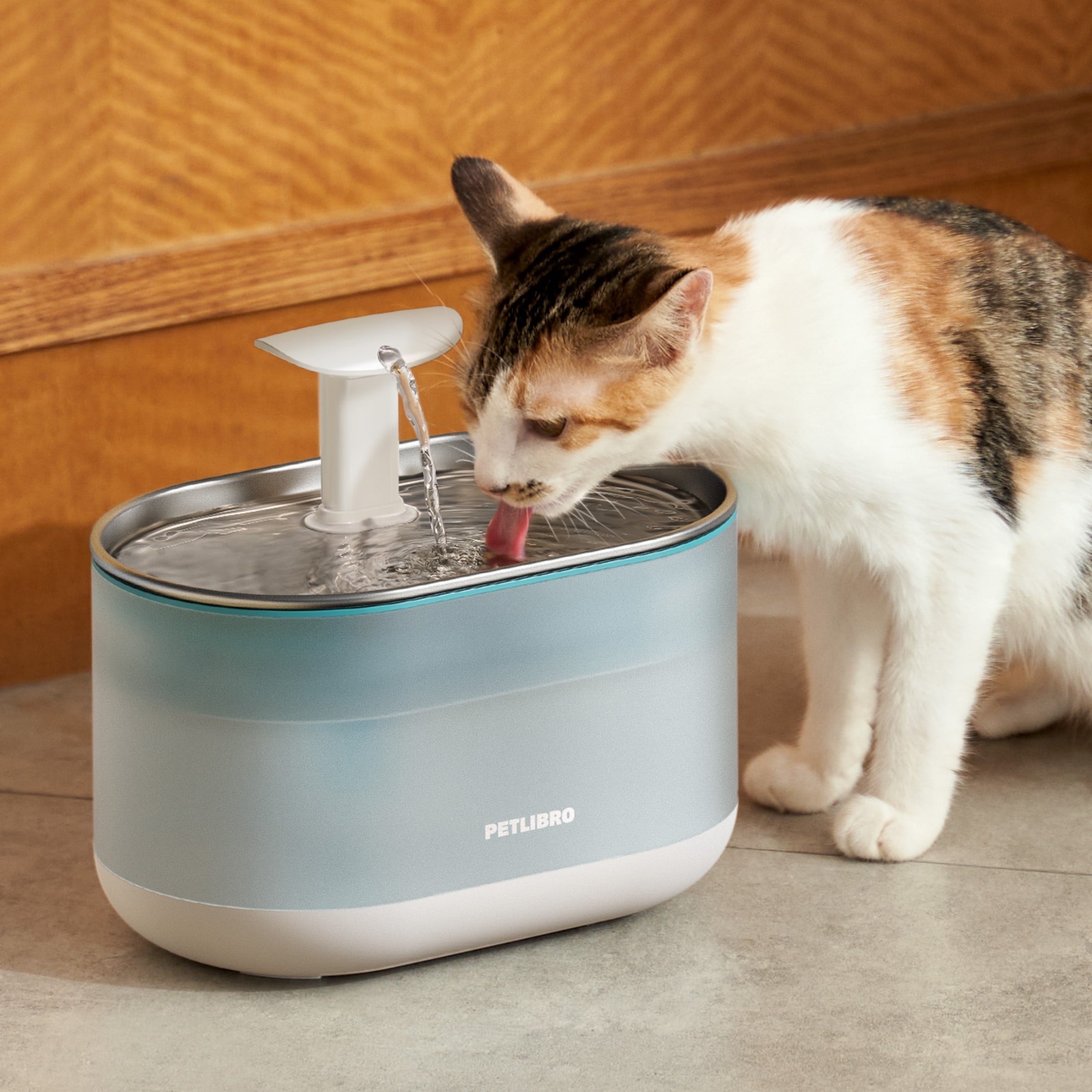 Petlibro Capsule Cat 67oz/2.1L Stainless Steel Tray Cat Water Fountain, Ultra Quiet, Automatic Cat Fountain with Two Flow Modes, BPA-Free, Metal Capsule, Healthy Water Fountain for Indoor Cats
