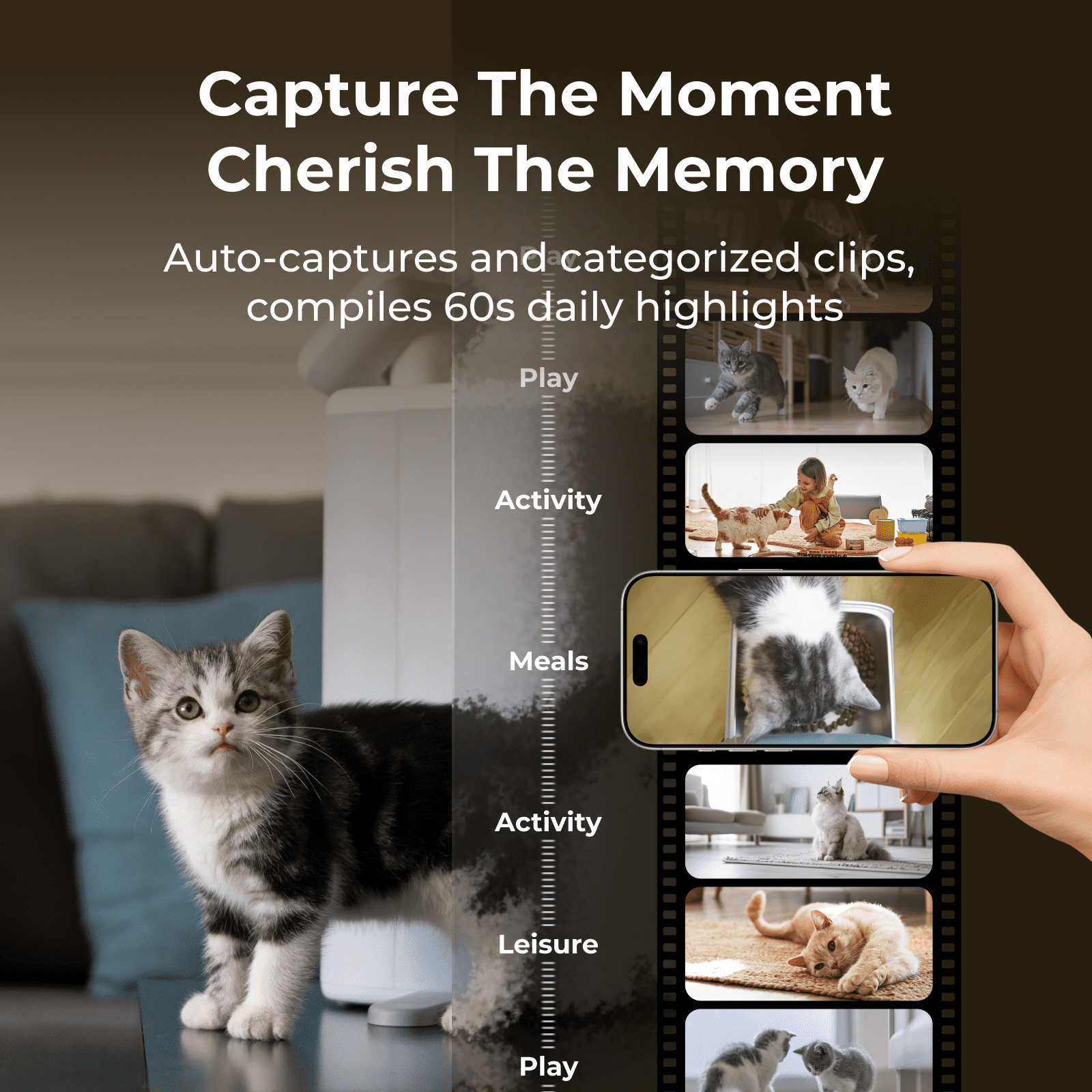 HHOLOVE Automatic Cat Feeder with 360°, 2K HD Video, Night Vision & 2-Way Audio, 5G Dispenser for Cats