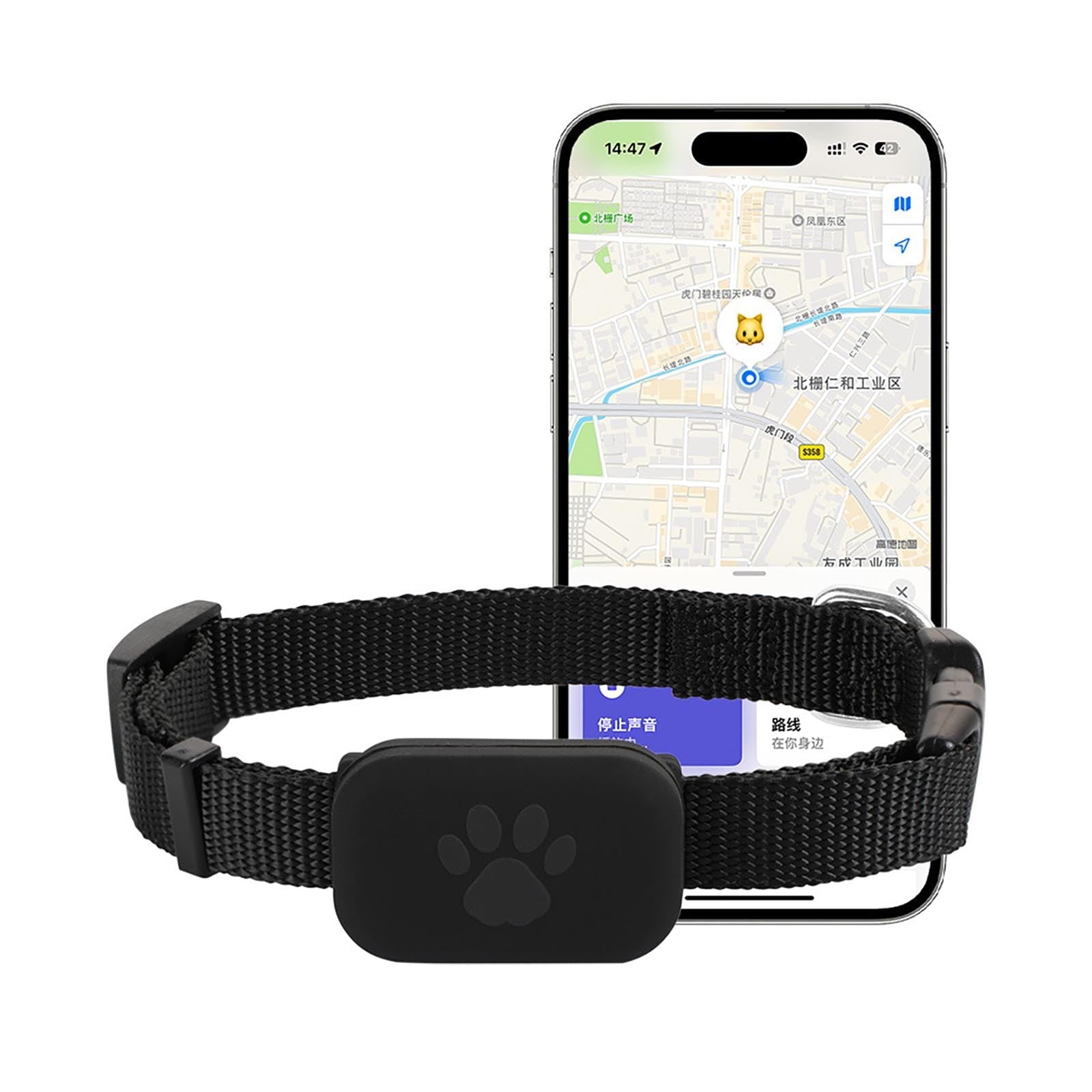 GPS Pet Positioning Collar – Anti-Lost Tracker for Cats & Small Dogs, Waterproof Silicone, Mobile Phone Real-Time Check