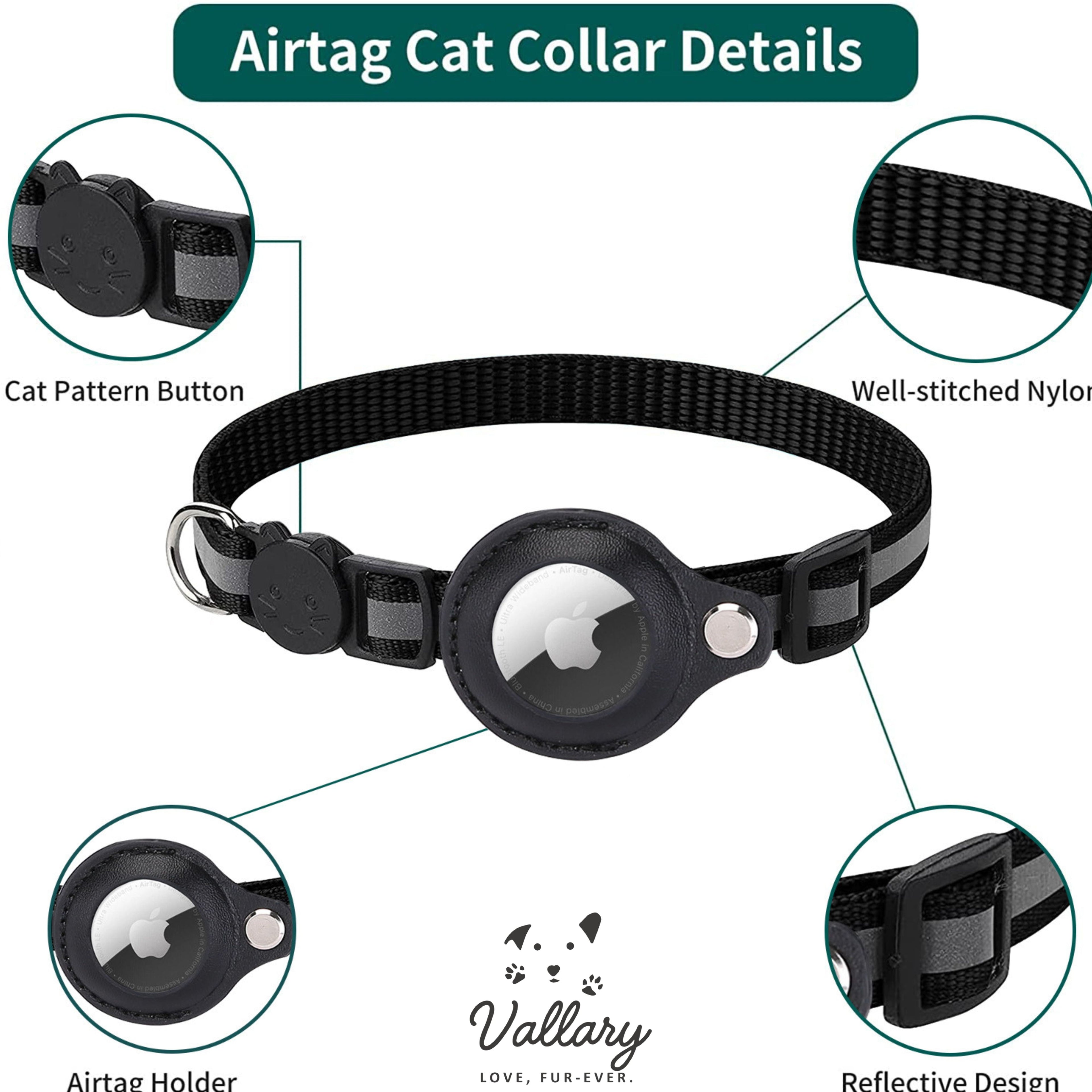 Airtag Cat Collar Breakaway, Reflective Kitten Collar with Apple Air Tag Holder and Bell for Girl Boy Cats, 0.4 Inches in Width and Lightweight