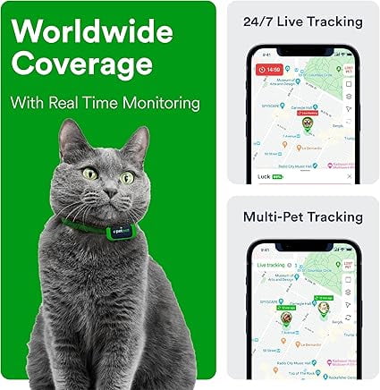 Small GPS Cat and Dog Tracker from Petloc8 - Fits on your Dog or Cat Collar, Long Battery Life, Waterproof, Geofencing and Pet Location History, Subscription is Required