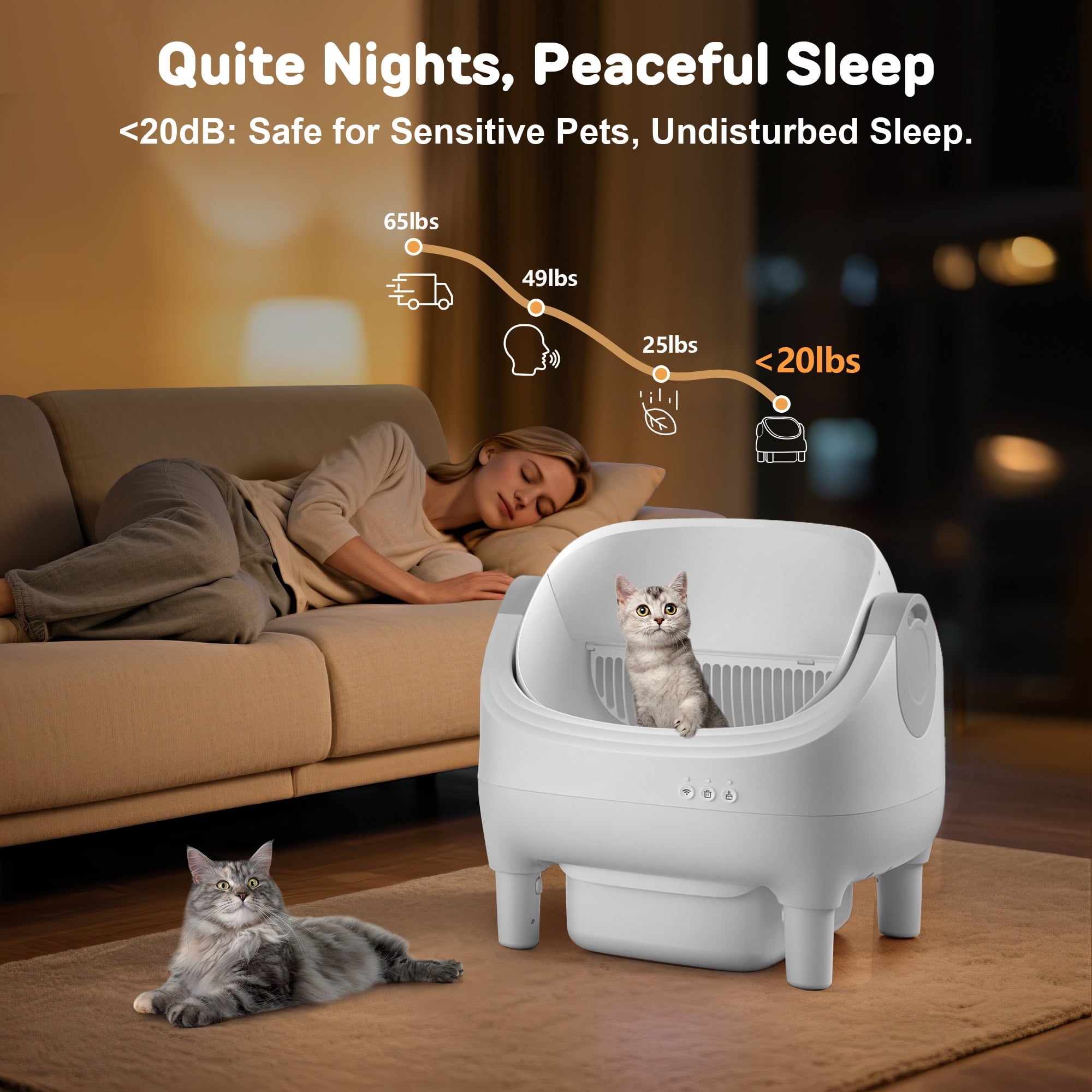 Osoeri 10L Open-Top Automatic Self-Cleaning Large Cat Litter Box,App Control,Safety Sensors & Odor-Free for Multi-Cat Homes.