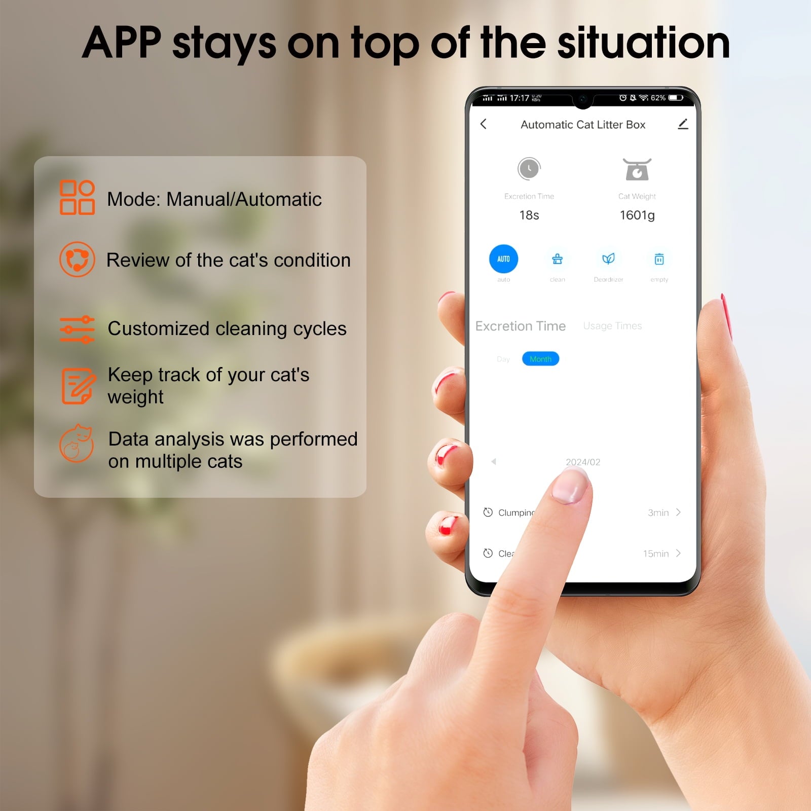 TAKOYI Self-Cleaning Cat Litter Box, Automatic Scooping and Odor Removal, App Control Support 2.4G WiFi (Keyed Model)